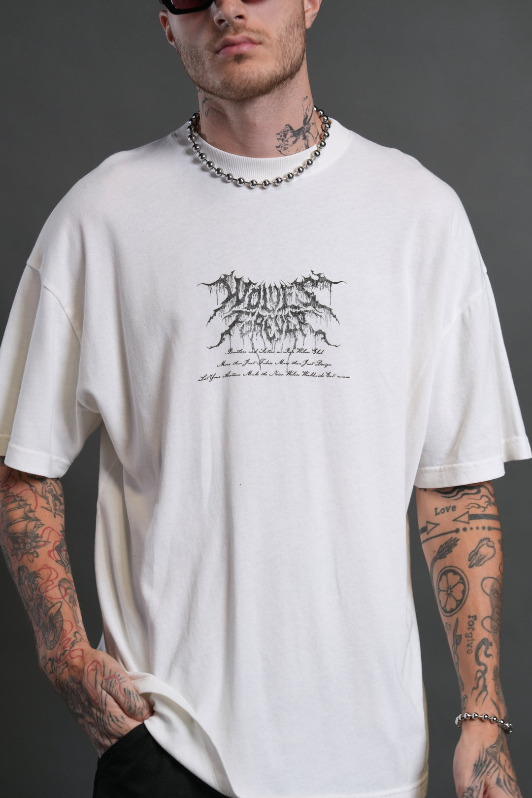 Demon Knight "Premium" Oversized Tee in Cream