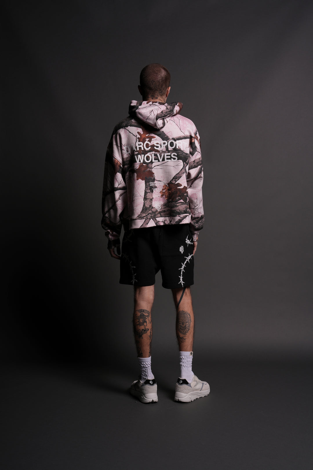 Darc Sport Wolves "Box Cut" Hoodie in Brown/Light Mauve Woodland Camo