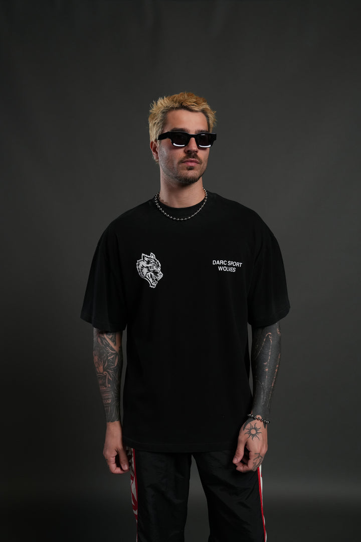 Pegasus Storm "Premium" Oversized Tee in Black Drift Wash