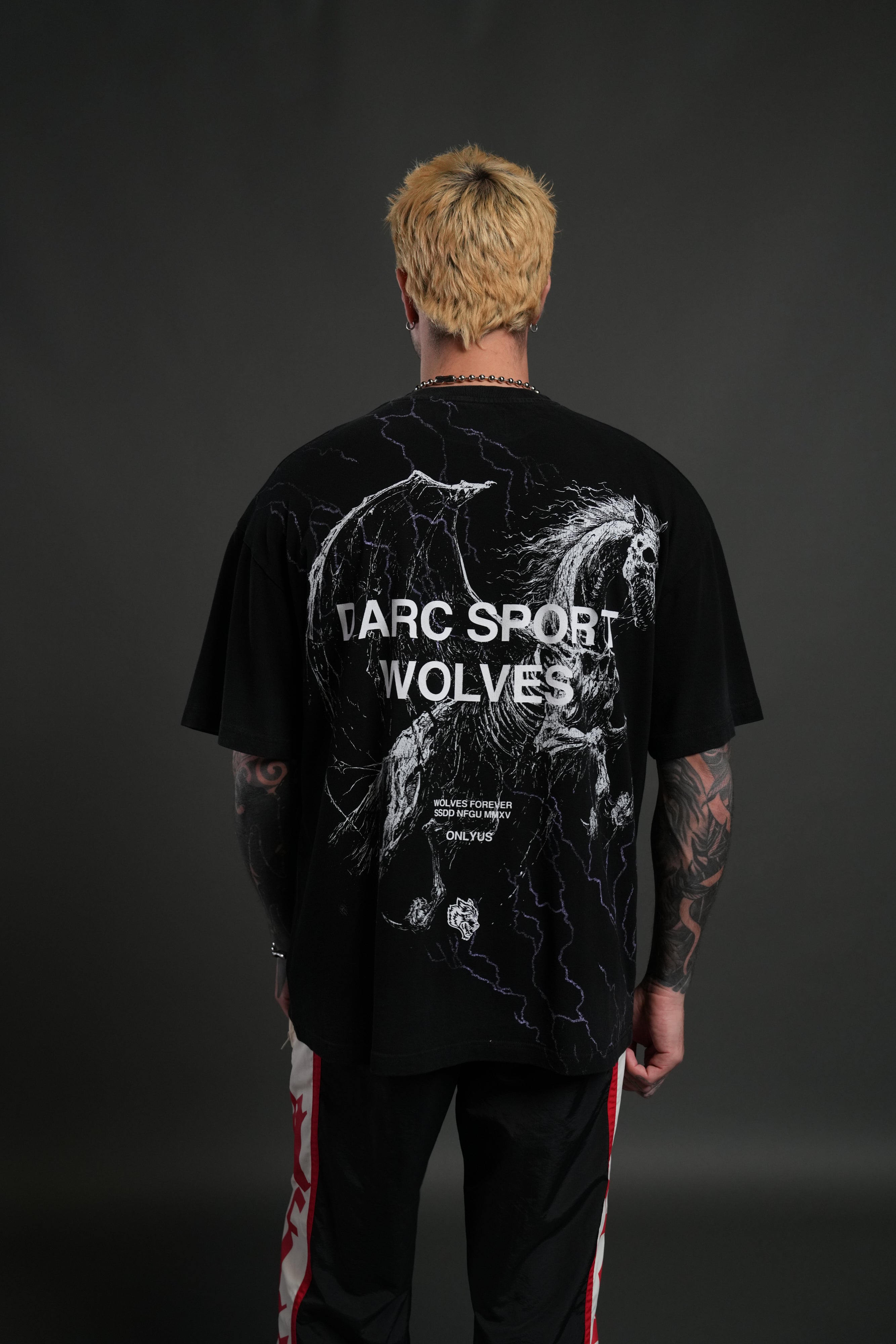 Pegasus Storm "Premium" Oversized Tee in Black Drift Wash