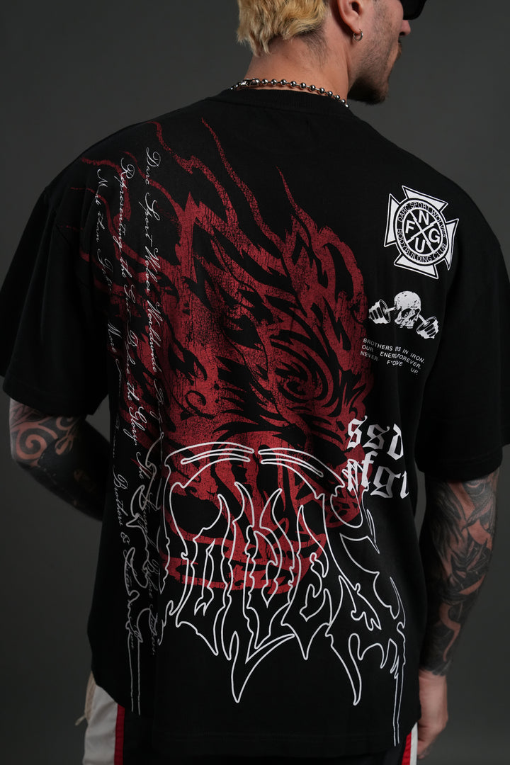 Till Forever Inferno "Premium" Oversized Tee in Black Sun Fade