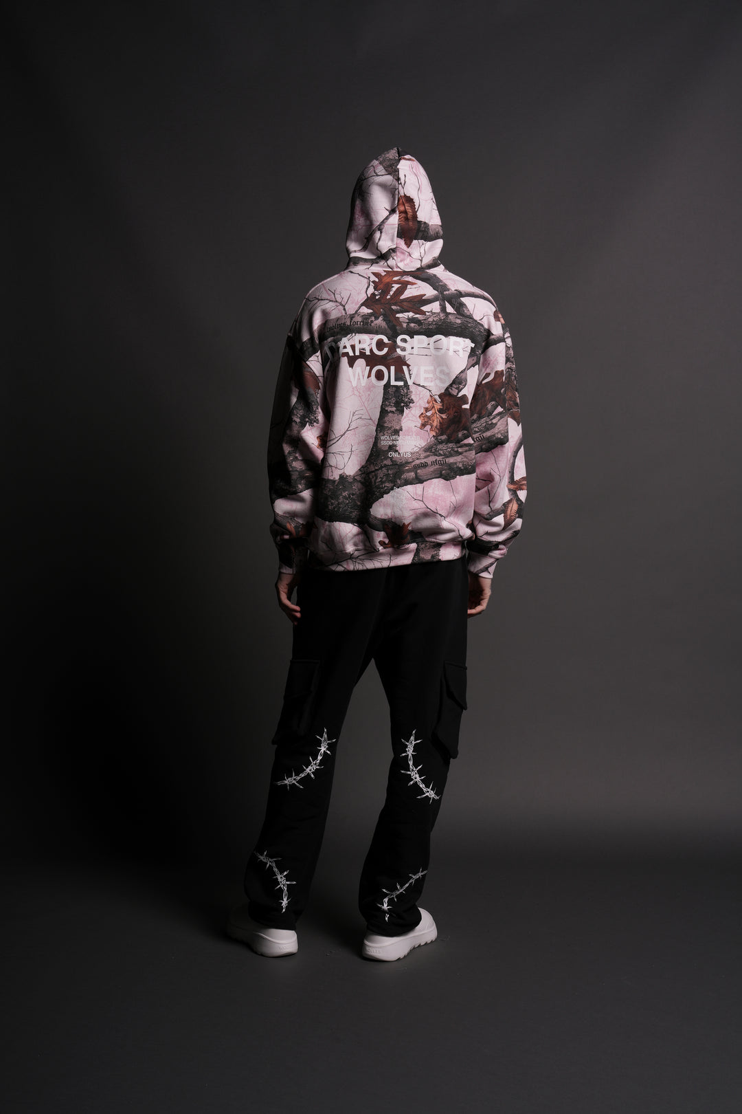 Darc Sport Wolves "Pierce" Hoodie in Brown/Light Mauve Woodland Camo