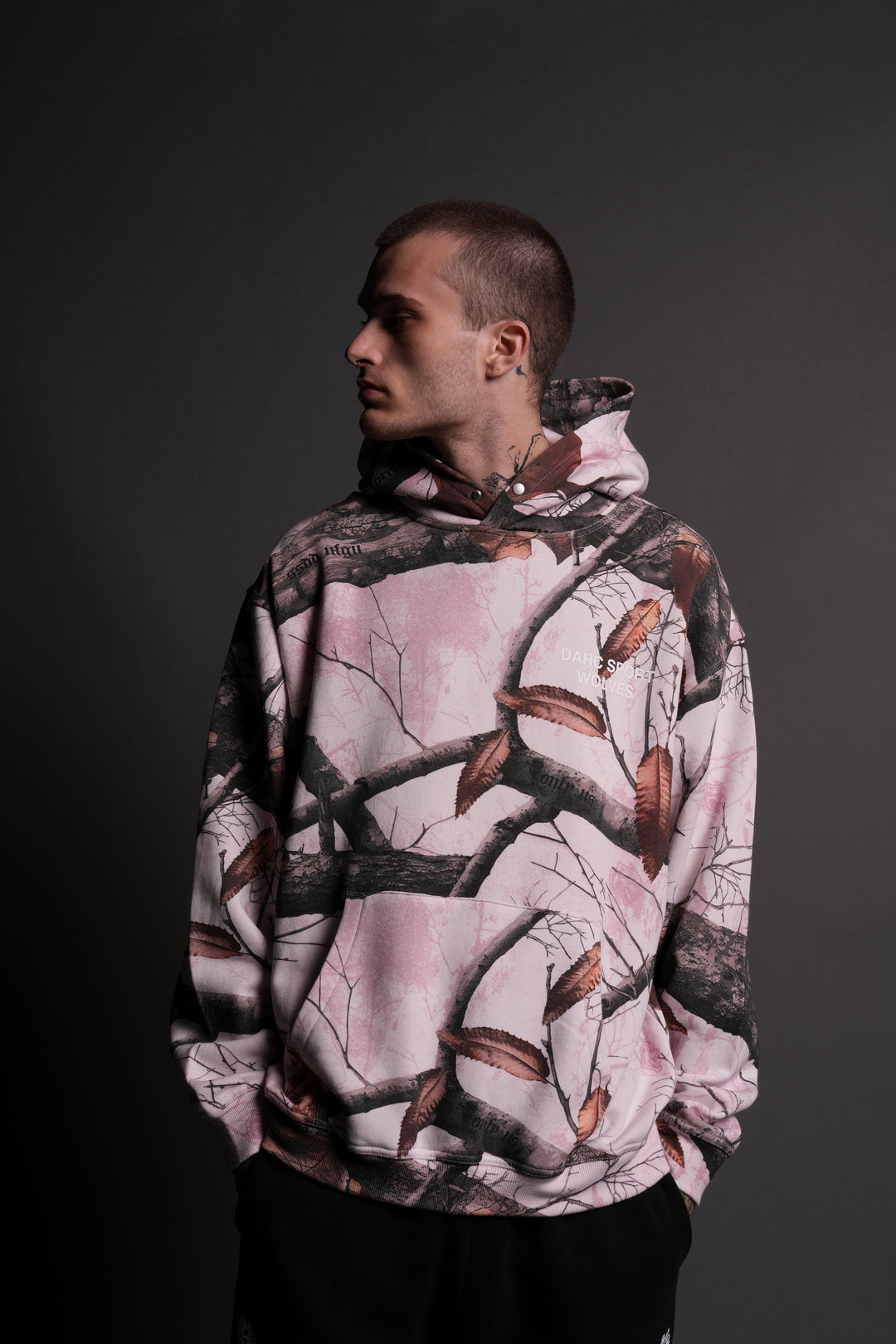 Darc Sport Wolves "Pierce" Hoodie in Brown/Light Mauve Woodland Camo