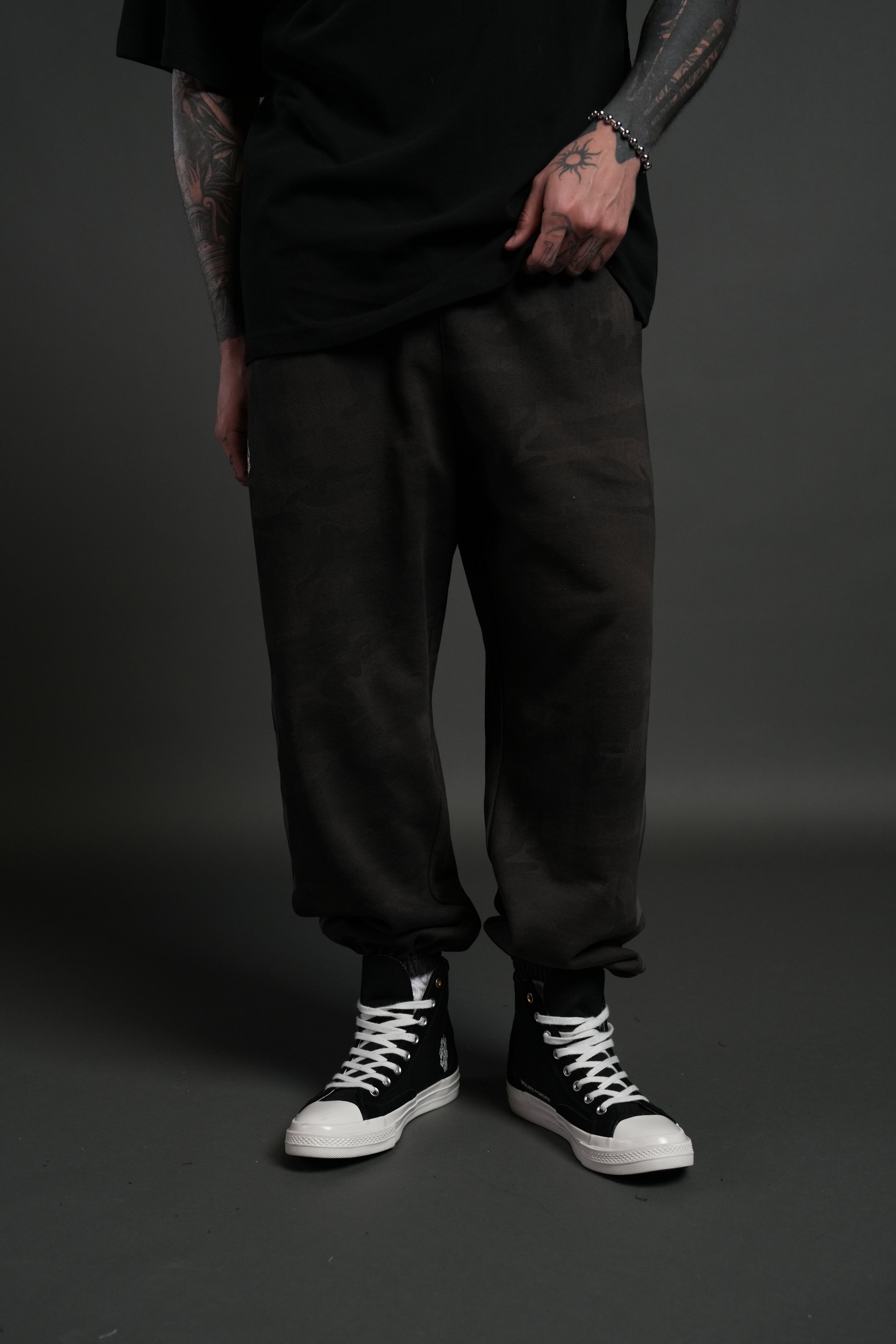 Our Mantra Lounger Sweat Pants in Black Vintage Woodland Camo