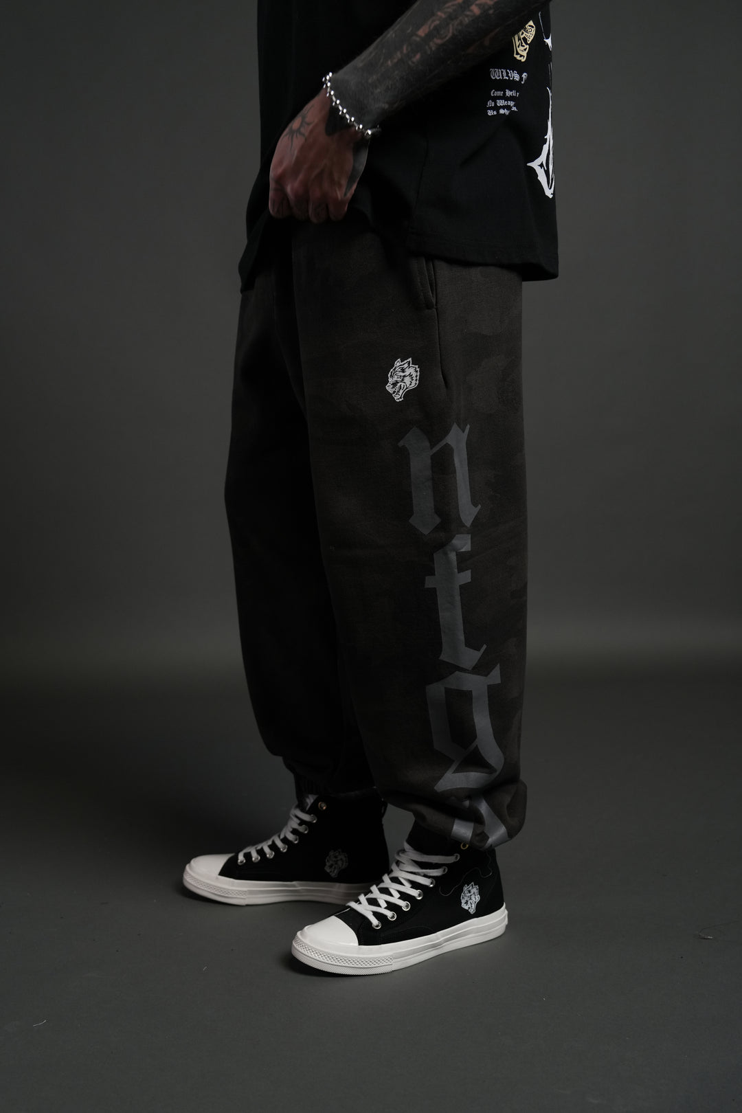 Our Mantra Lounger Sweat Pants in Black Vintage Woodland Camo