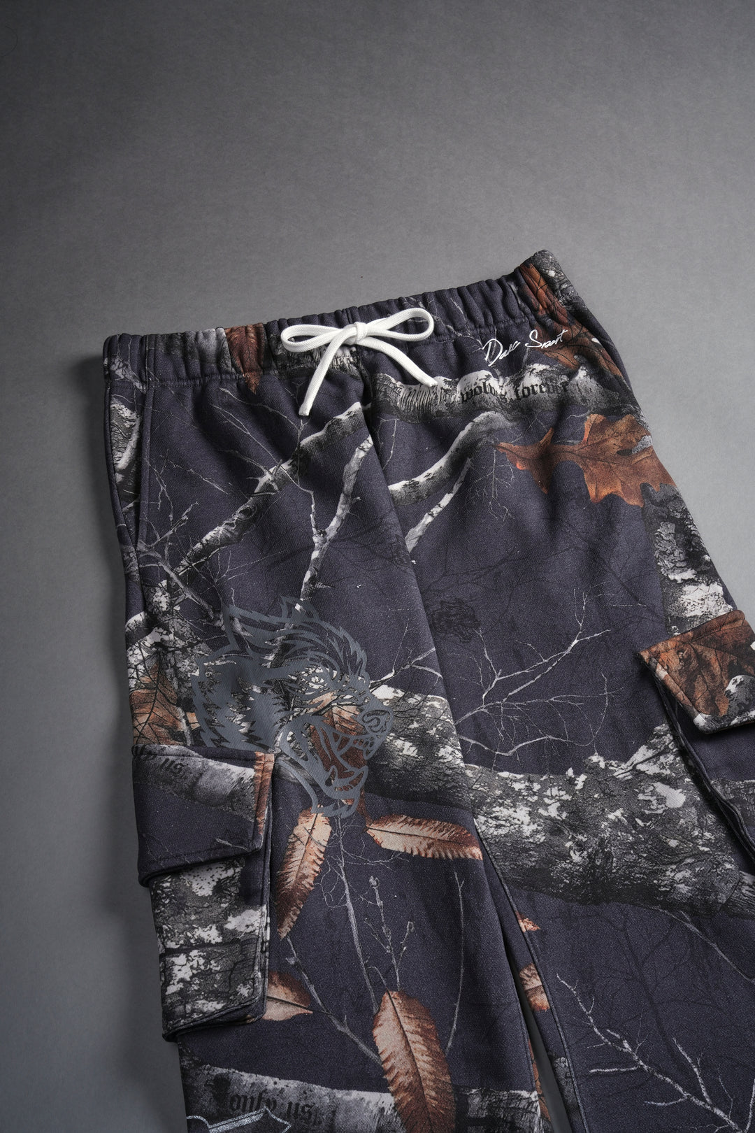 Wolves Represent Bigelow Cargo Sweat Pants in Storm Blue Woodland Camo
