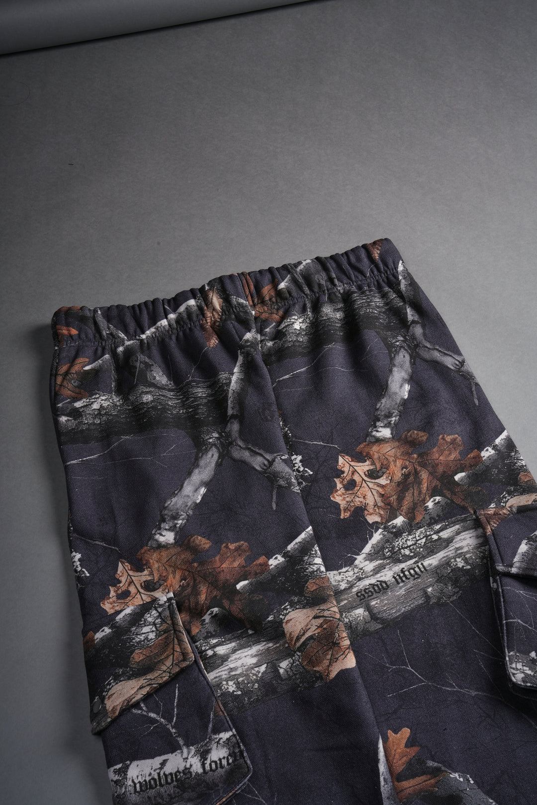 Wolves Represent Bigelow Cargo Sweat Pants in Storm Blue Woodland Camo
