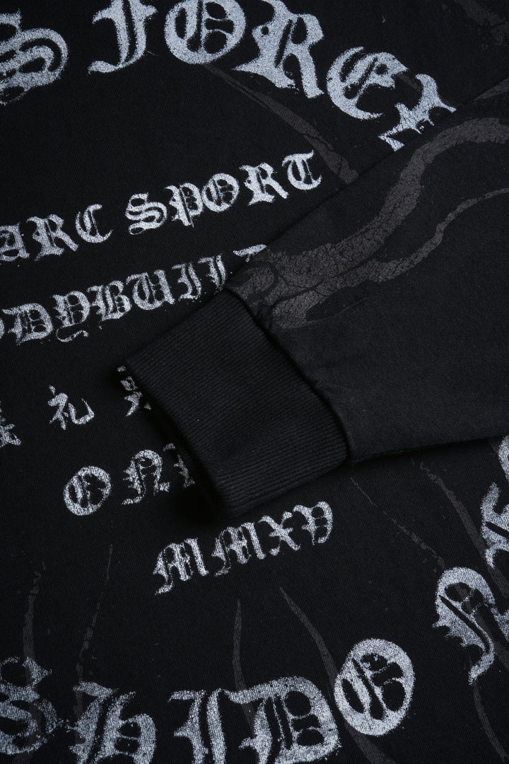 Warrior's Fire Grunge "Box Cut" L/S Tee in Black