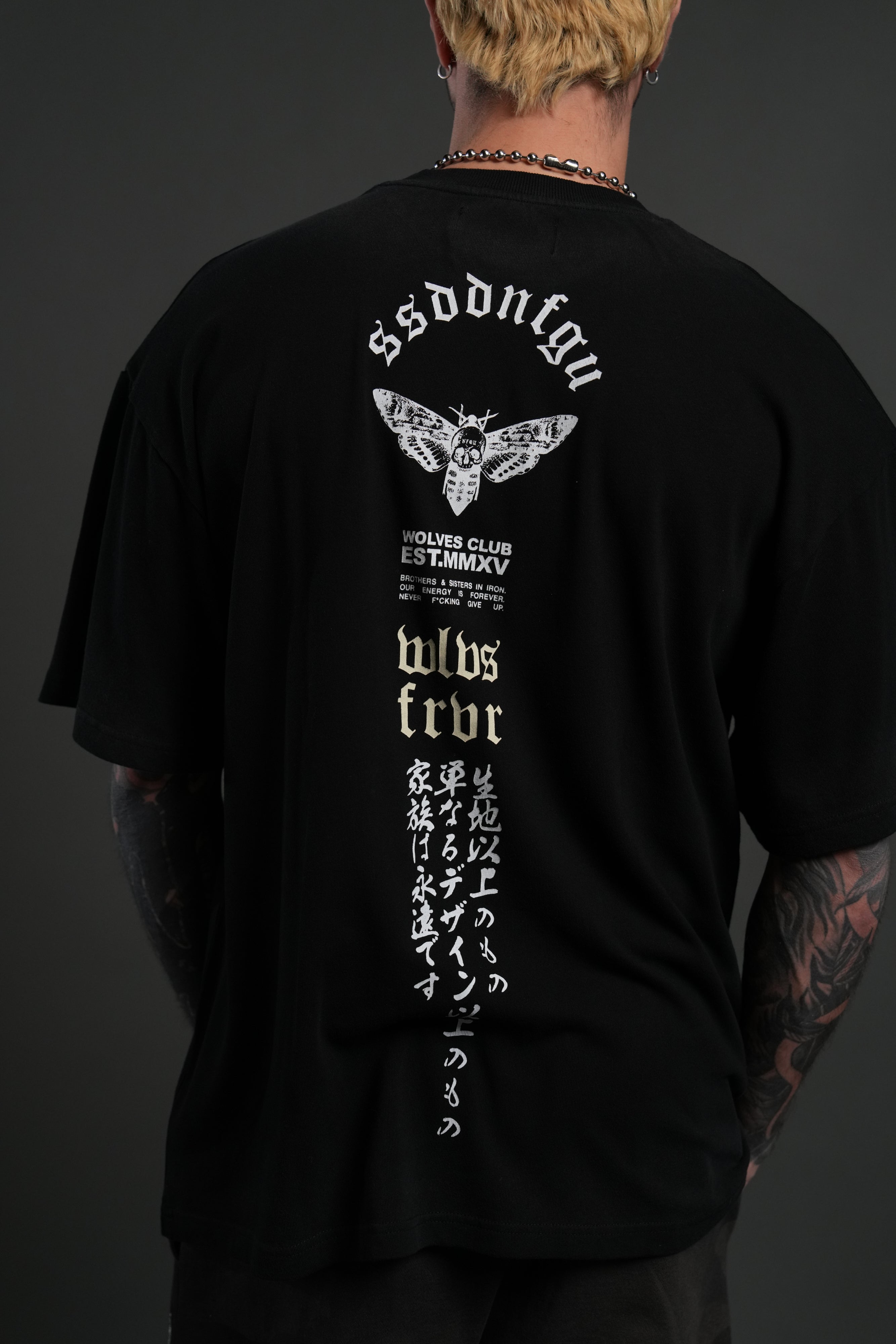 Hannya Inferno "Premium" Oversized Tee in Black Sun Fade