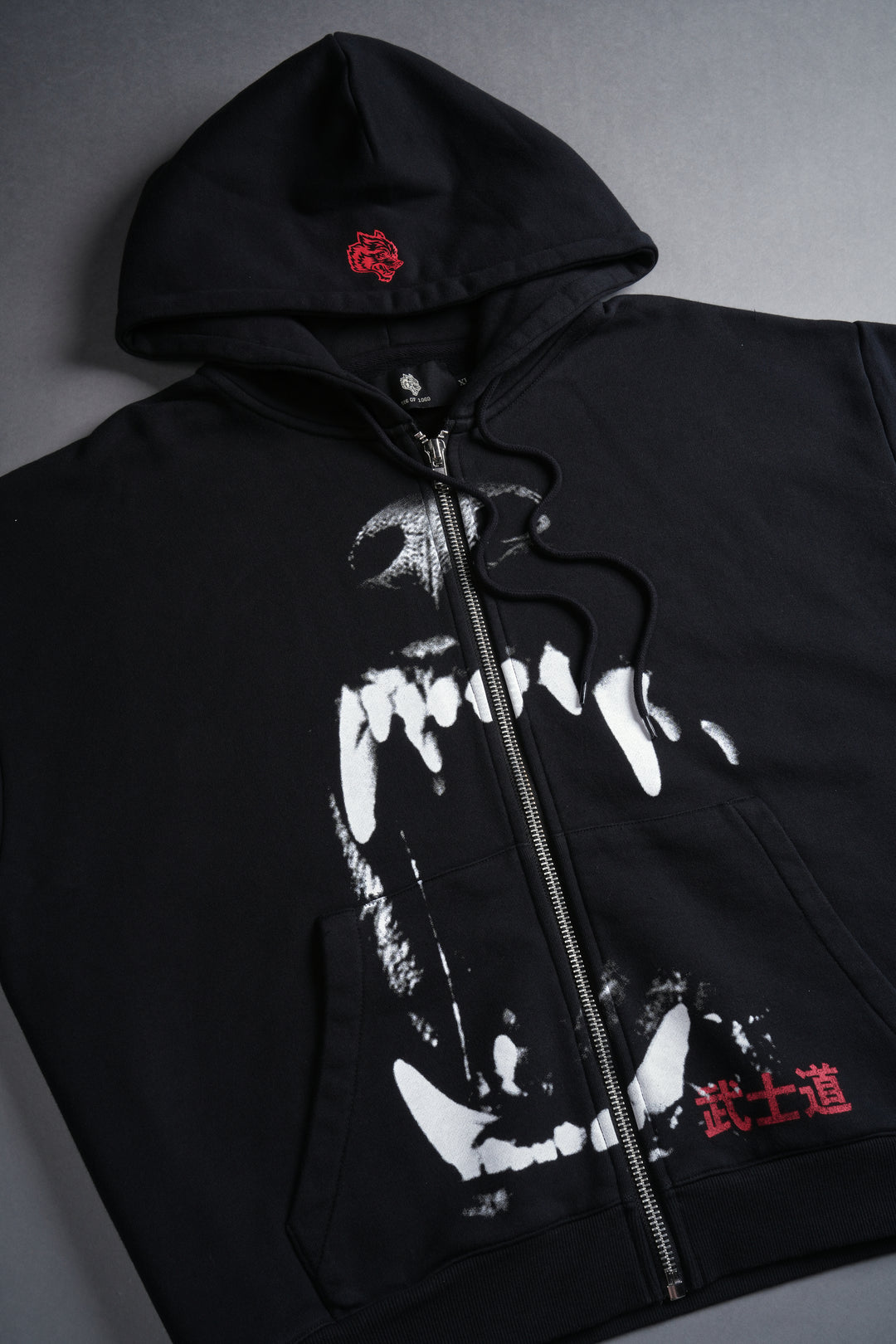 Blood Thirsty Kanji "Creed" Cap Zip Hoodie in Black