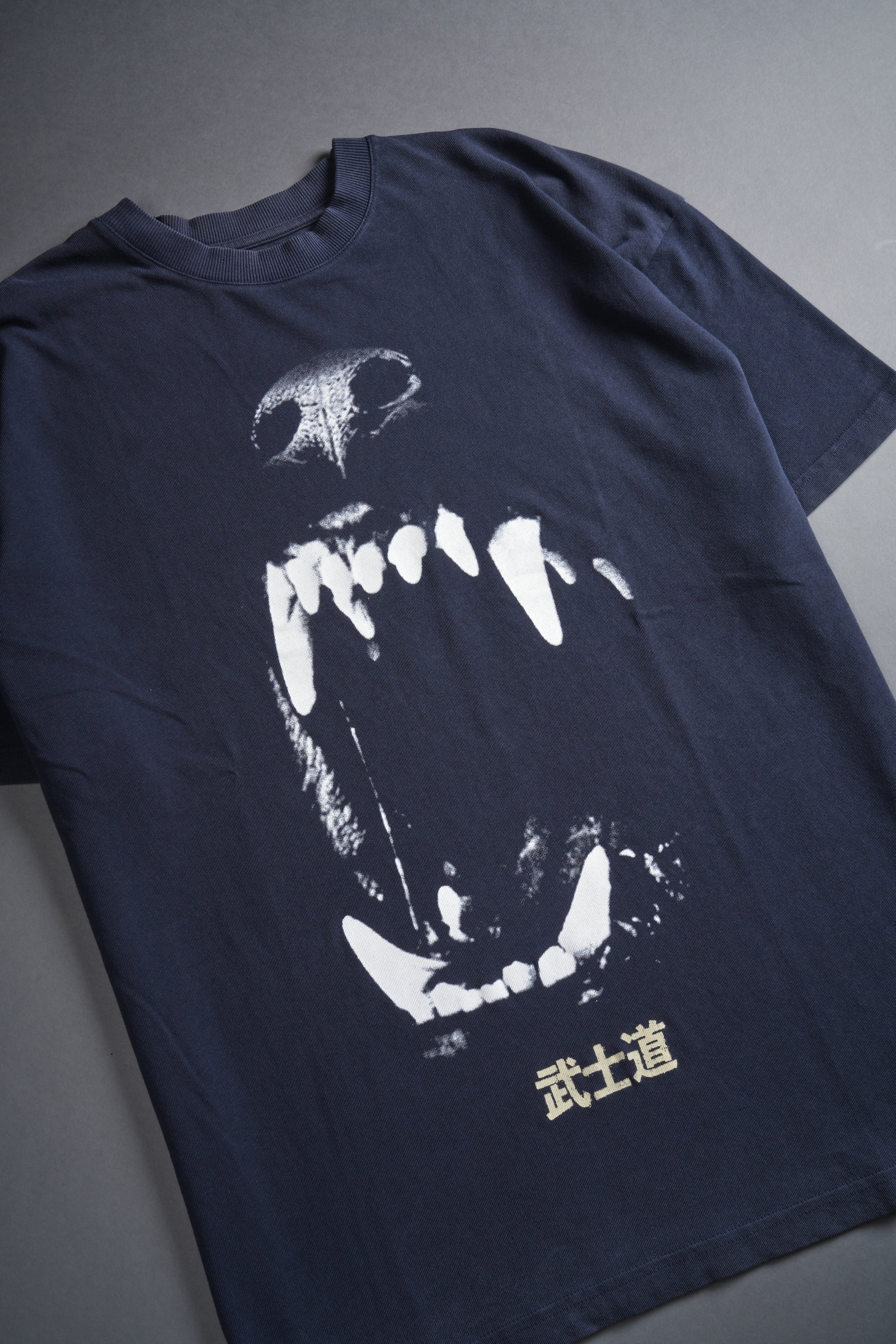 Blood Thirsty Kanji "Premium" Oversized Tee in Midnight Blue