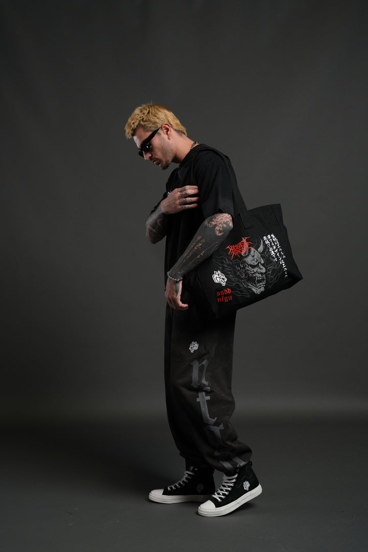 Hannya Inferno Canvas Tote in Black
