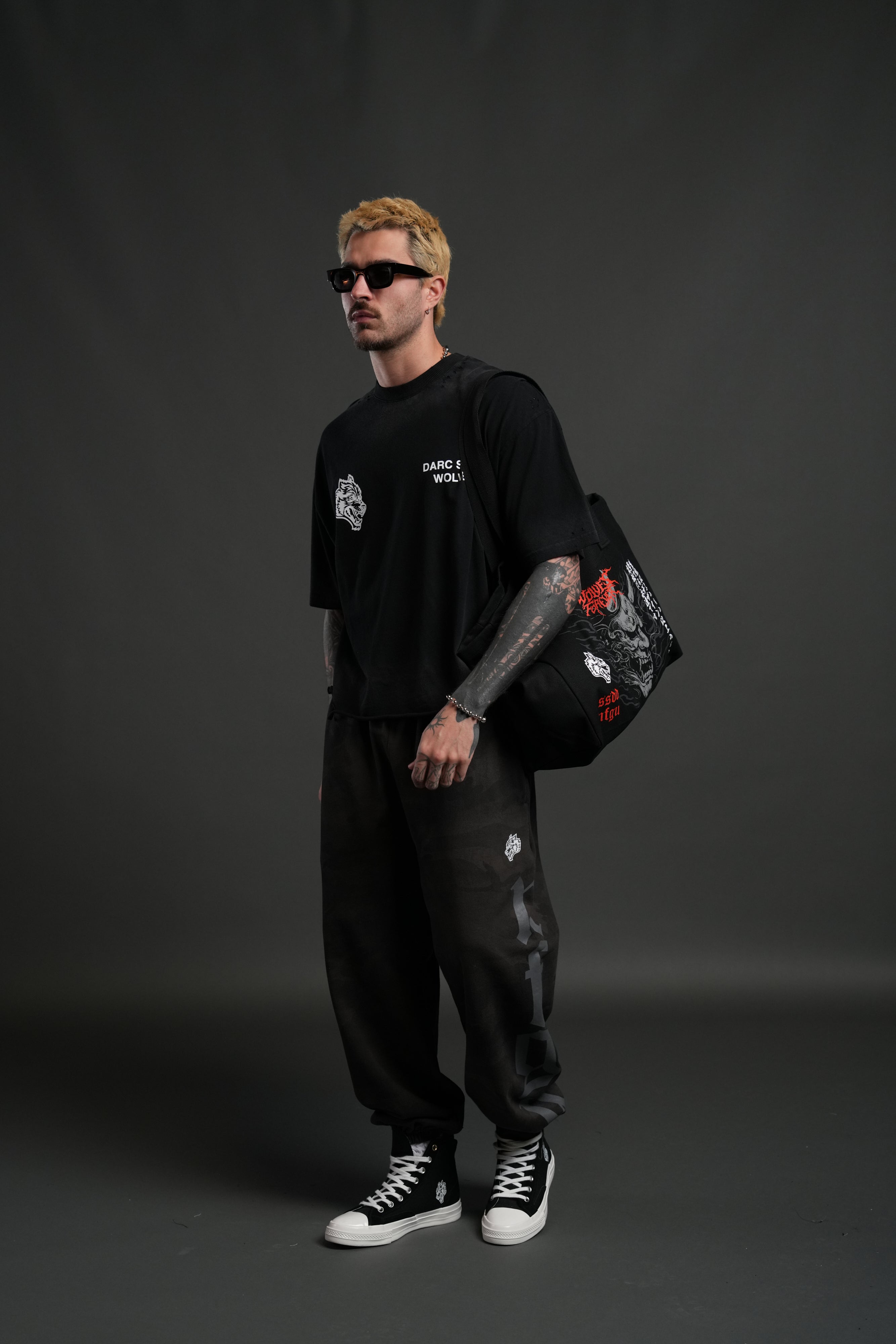 Hannya Inferno Canvas Tote in Black