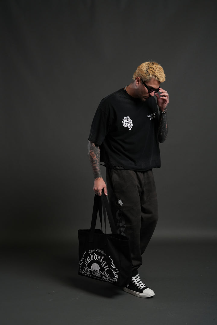 Hannya Inferno Canvas Tote in Black