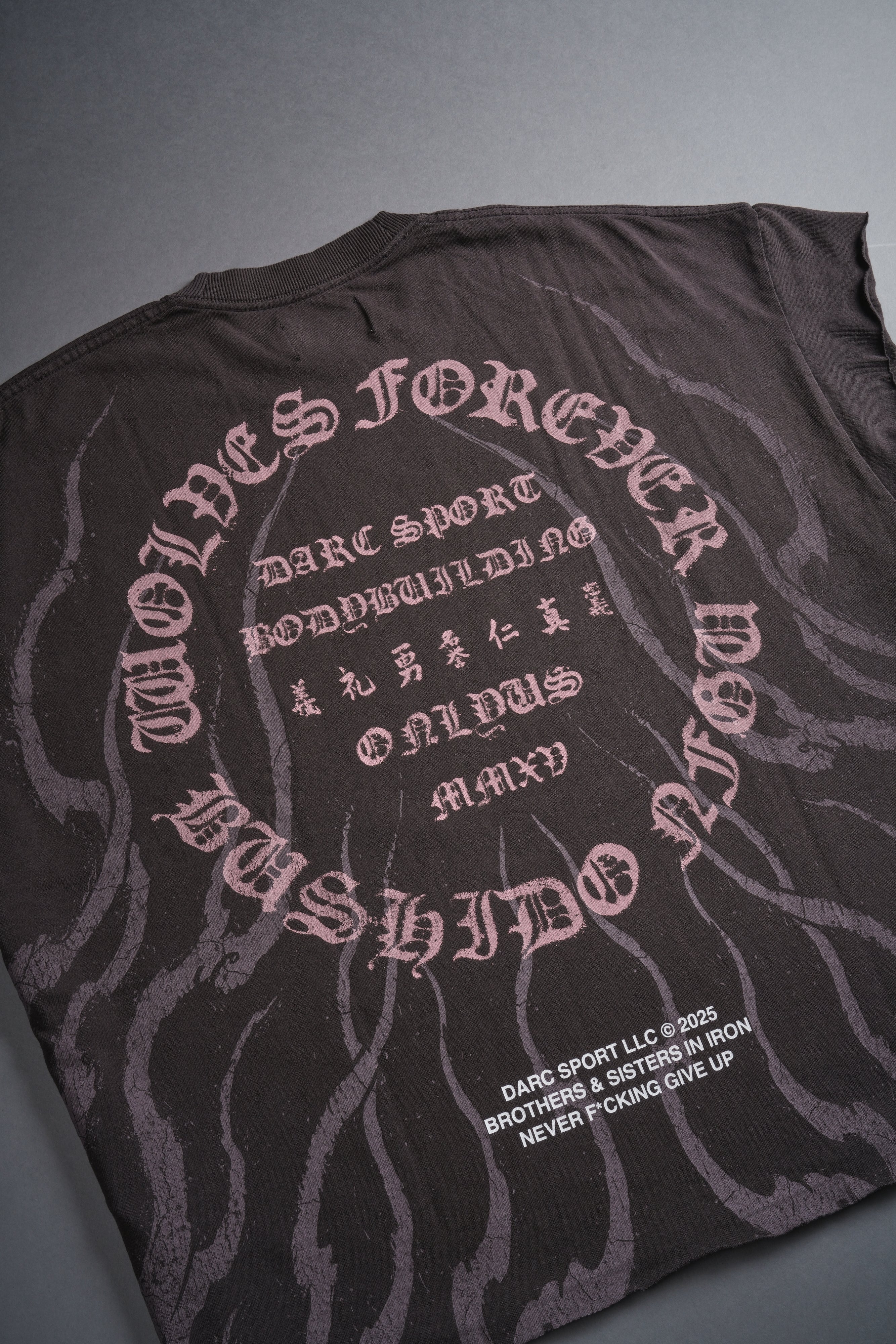 Warrior's Fire Grunge Cut-Off Tee in Darc Brown