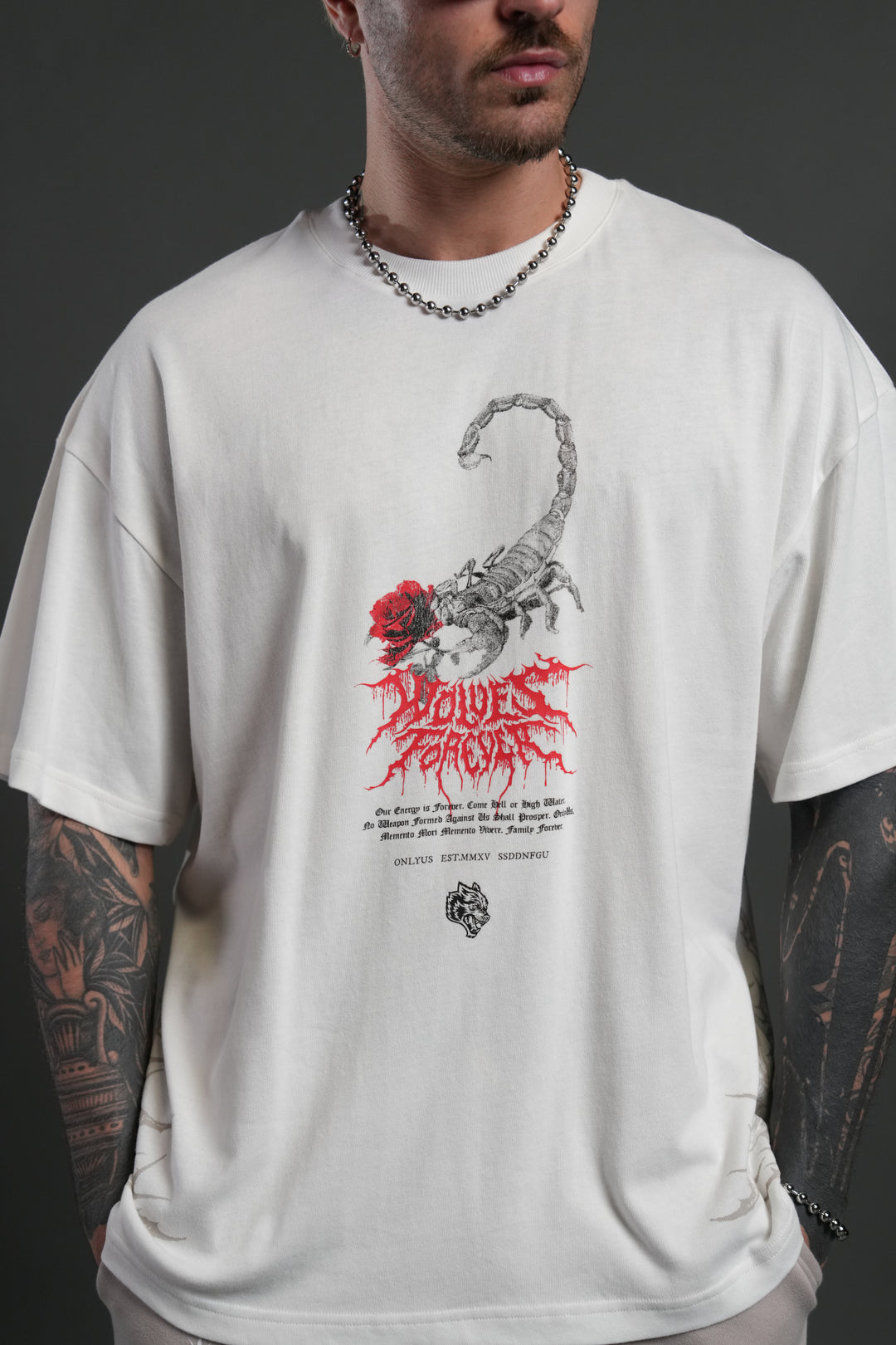 Scorpion Thorns "Premium" Oversized Tee in Cream