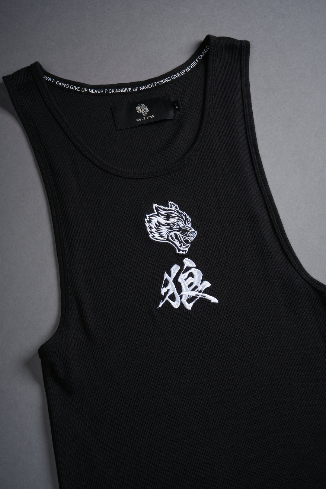 Bushido Wolf Ribbed Tank in Black