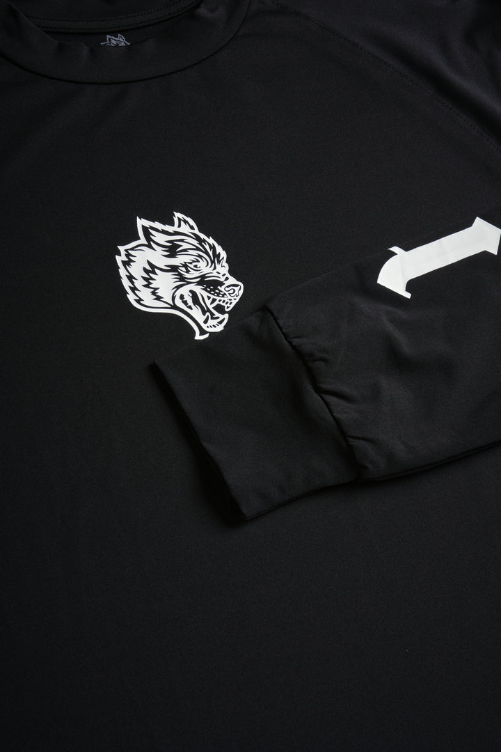 SSDDNFGU "Dry Wolf" L/S Raglan Tee in Black