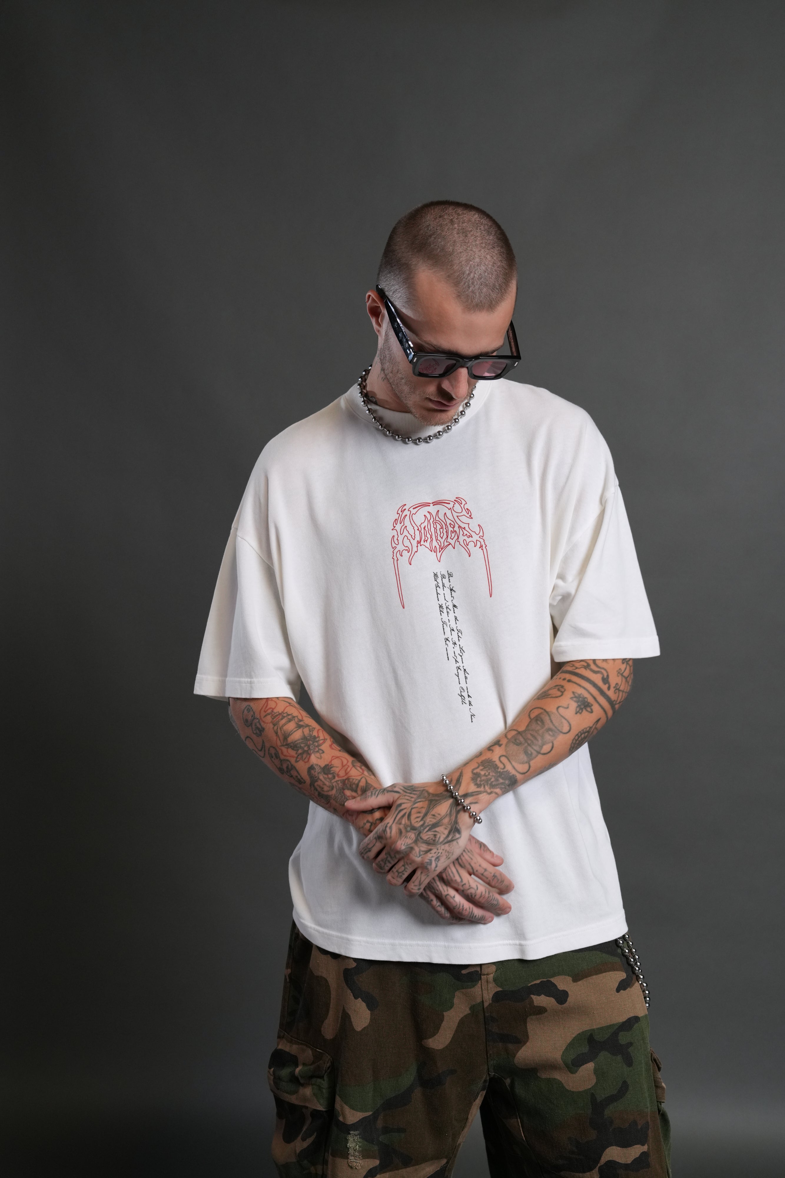 Ant King "Premium" Oversized Tee in Cream