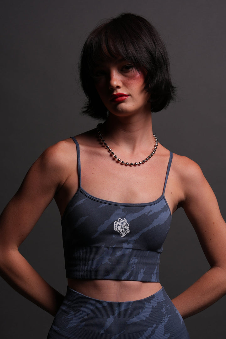 Single Wolf "Everson Seamless" Huxley Bra in Ocean Blue Native Camo