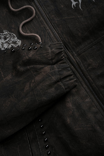 Wolves Hesh Studded Calaway Jacket in Brown Driftwood Forest Camo