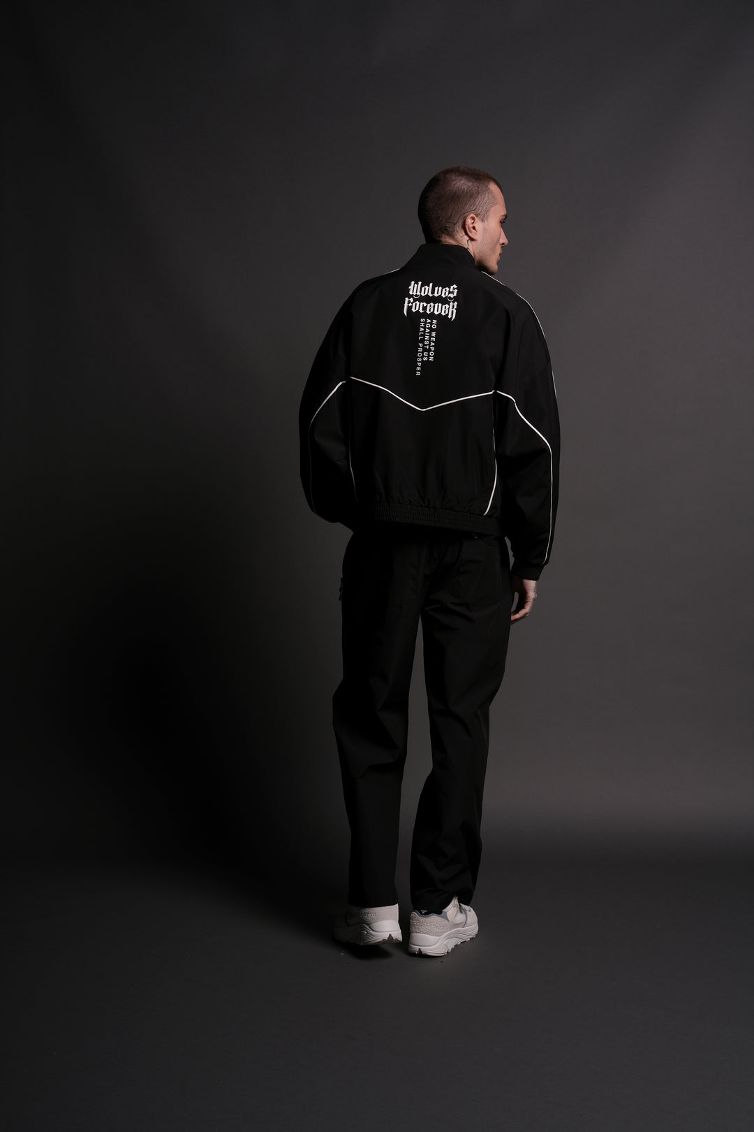 Our Passion Quinn Unisex Track Jacket in Black/Sand