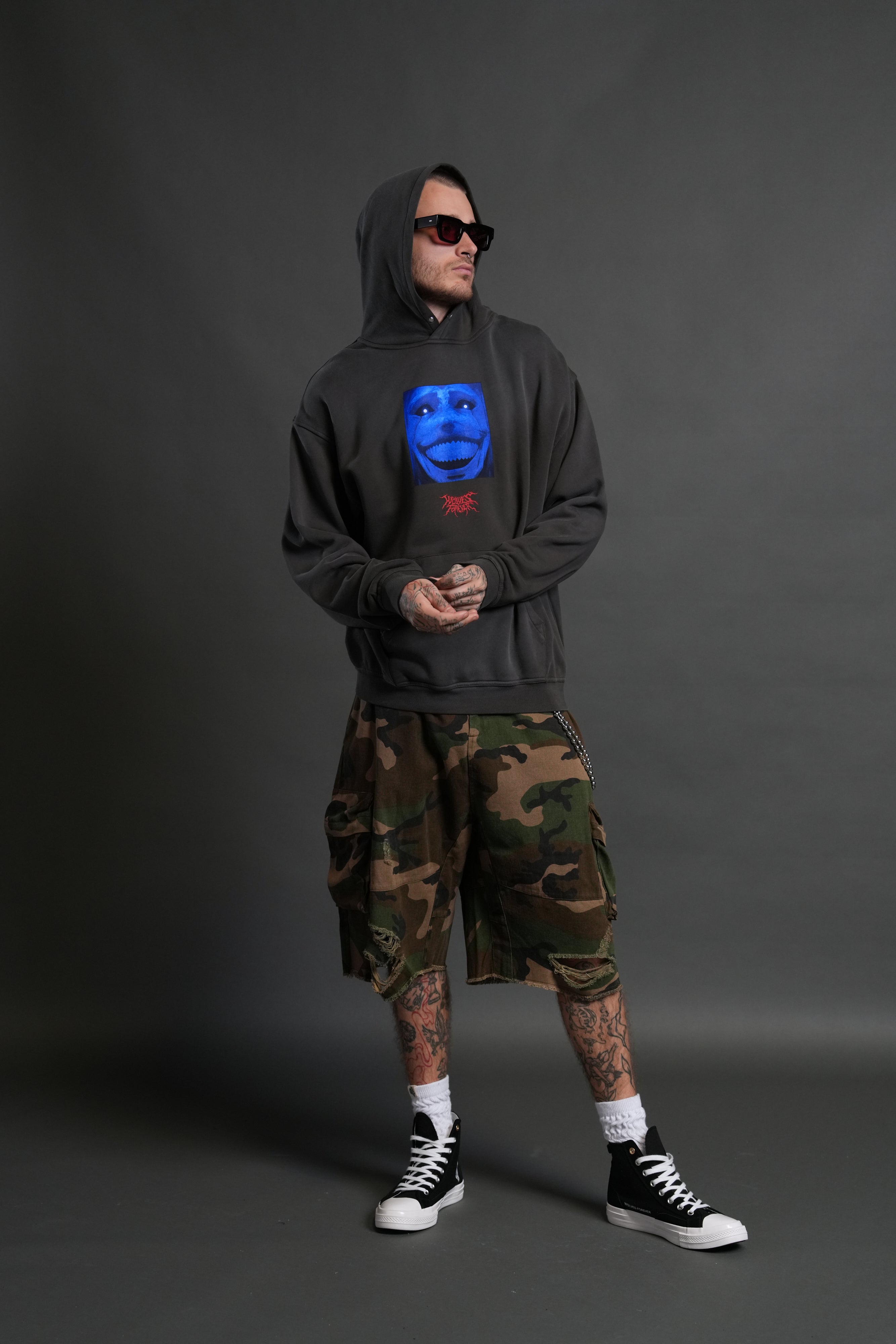 Statue of God "Pierce" Hoodie in Wolf Gray Drift Wash