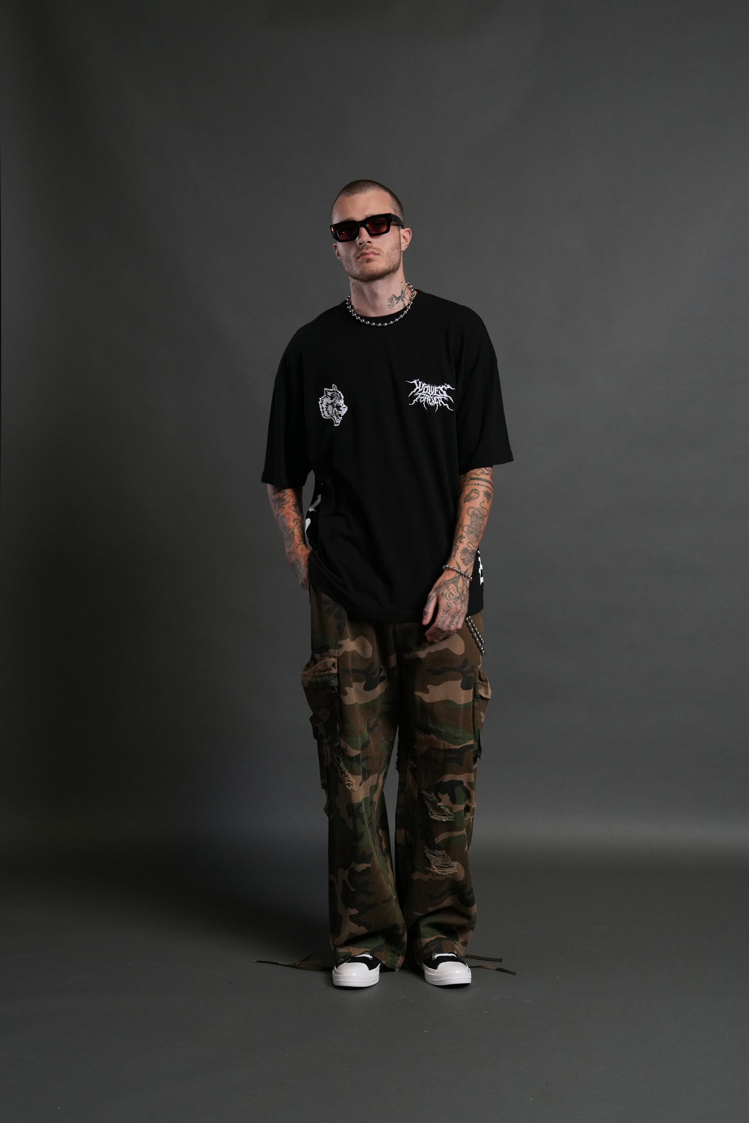 Sung Jinwoo "Side By Side" Series Premium Oversized Tee in Black