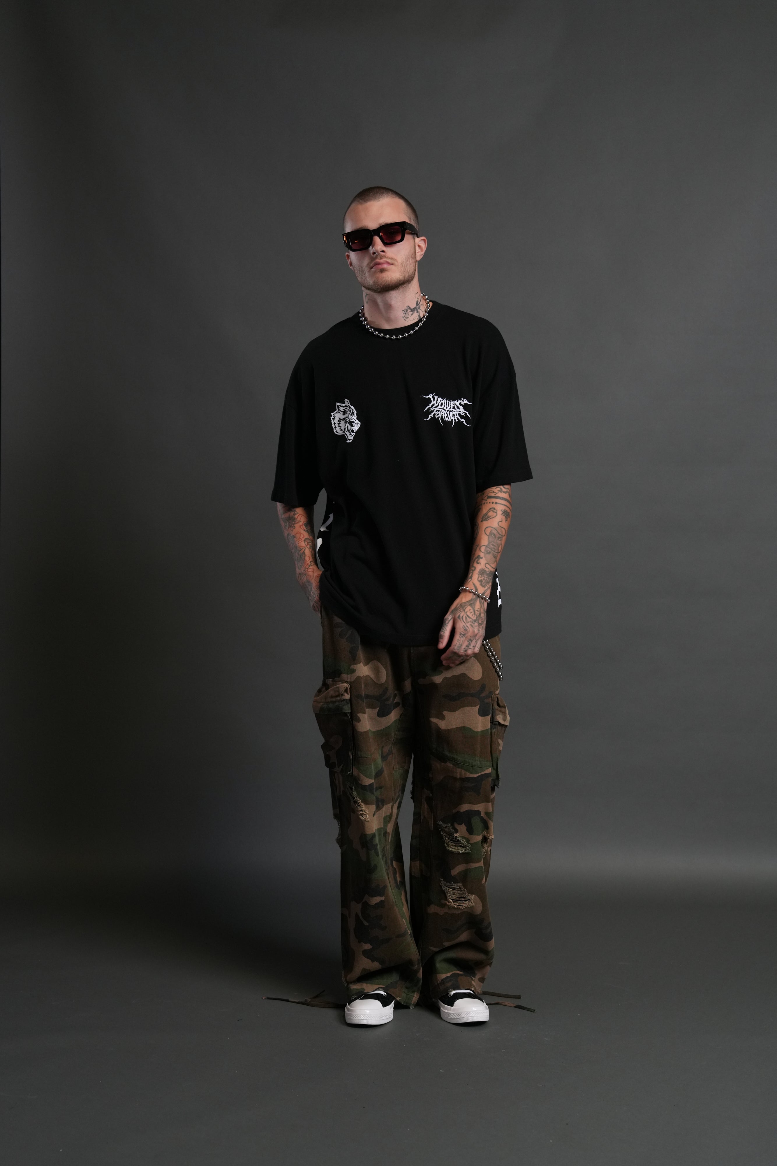 Sung Jinwoo "Side By Side" Series Premium Oversized Tee in Black