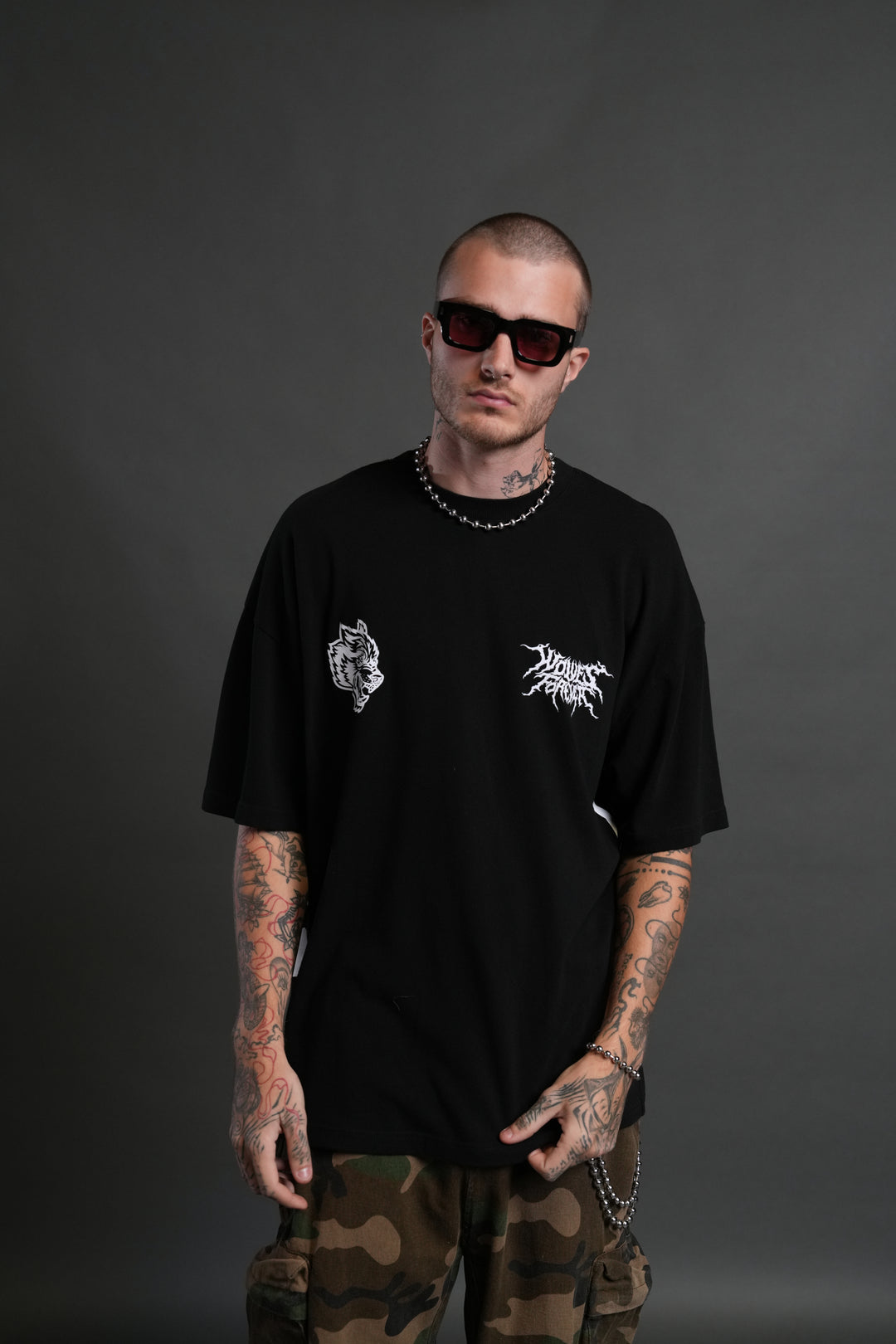 Sung Jinwoo "Side By Side" Series Premium Oversized Tee in Black