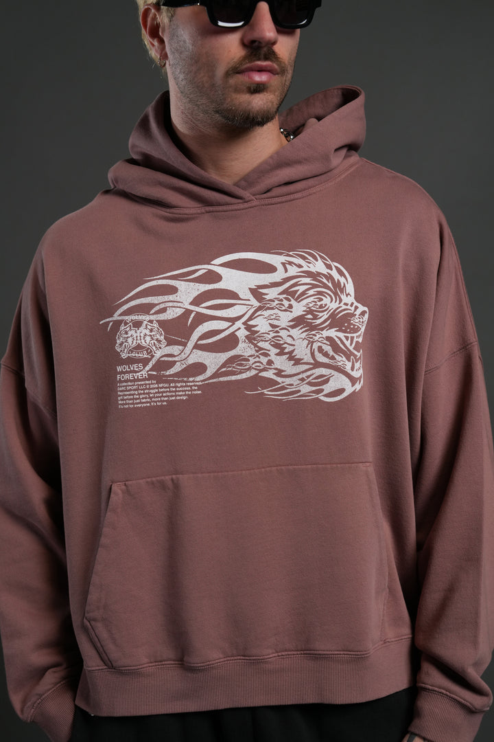 Wolf of the Flame Grunge "Gage Box Cut" Hoodie in Mauve