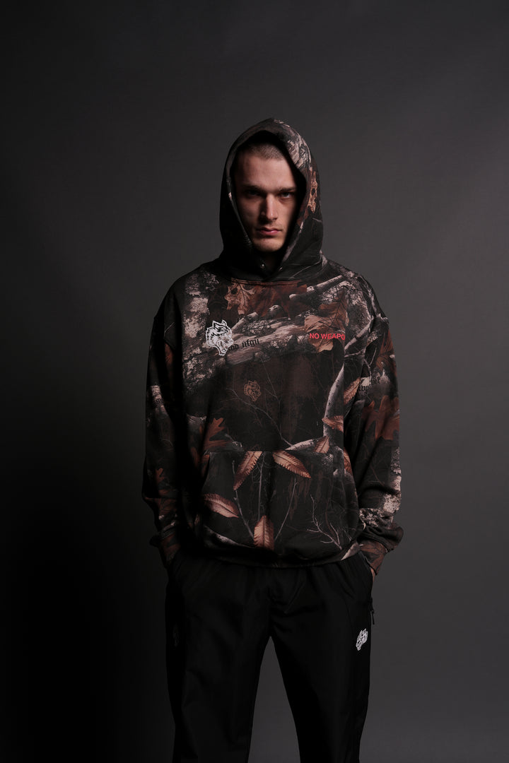 No Weapon Shall Prosper "Pierce" Hoodie in  Darc Brown Woodland Camo