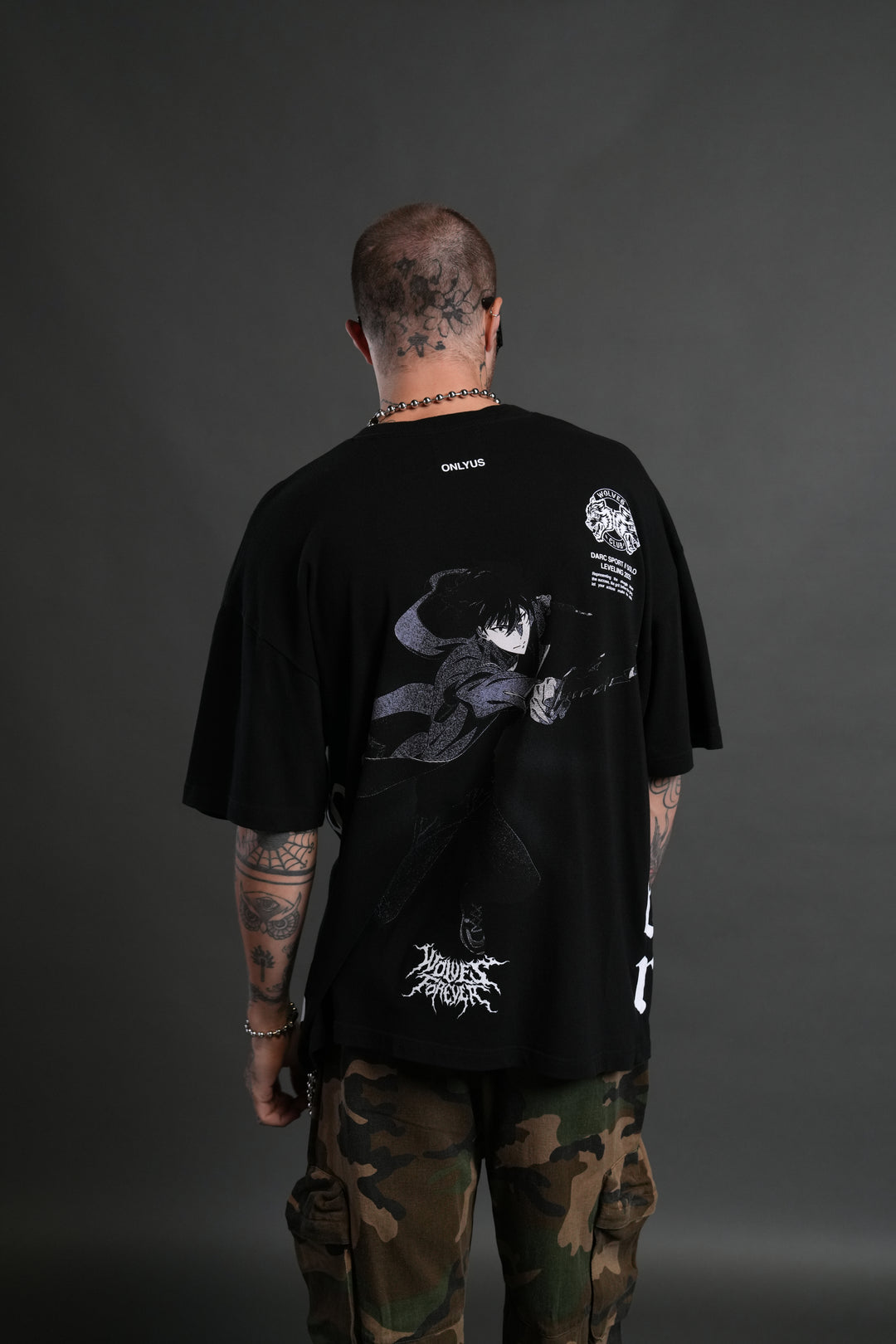 Sung Jinwoo "Side By Side" Series Premium Oversized Tee in Black