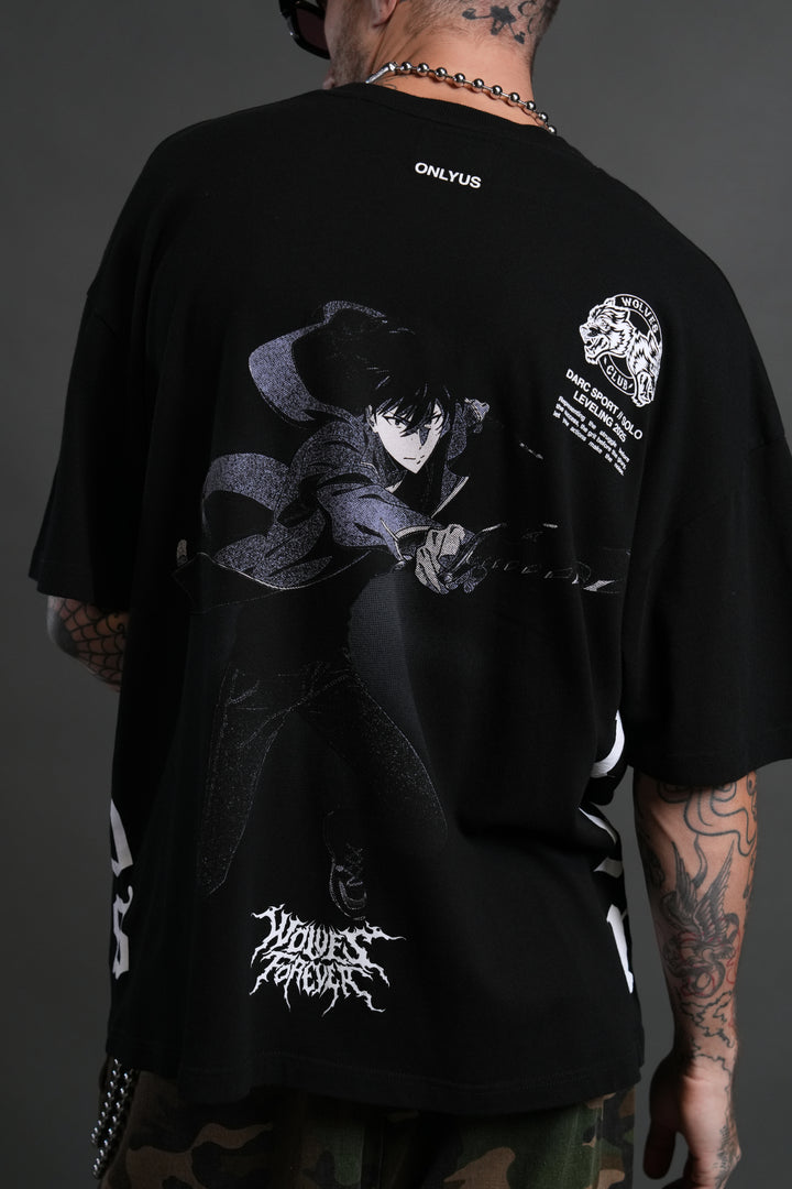 Sung Jinwoo "Side By Side" Series Premium Oversized Tee in Black