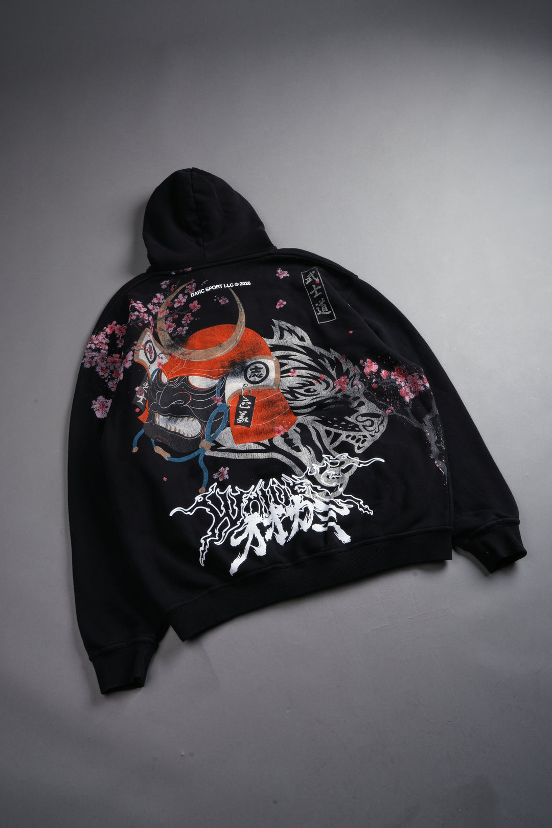 Samurai And The Wolf Pierce Hoodie in Black