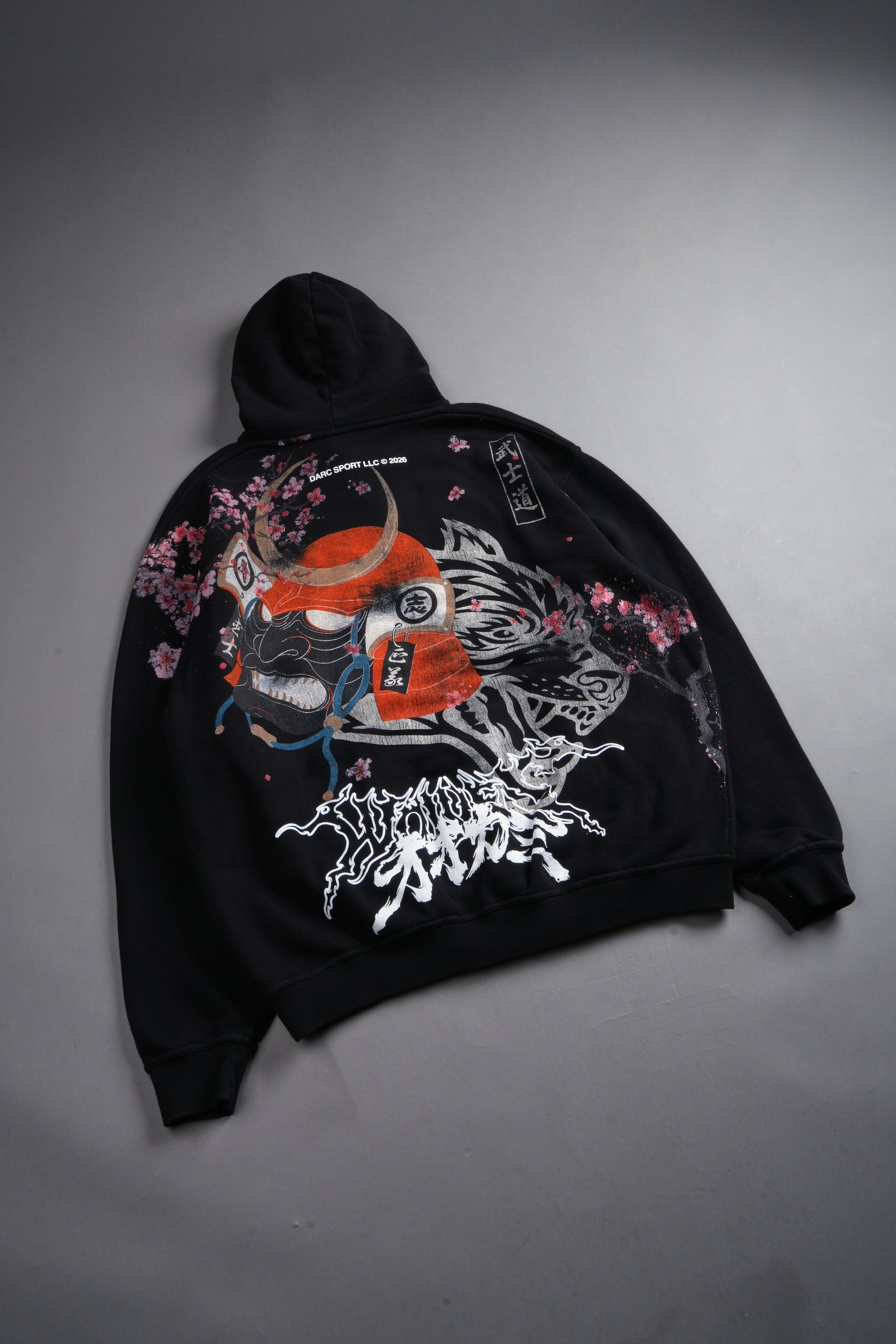 Samurai And The Wolf Pierce Hoodie in Black