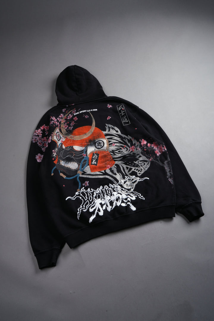 Samurai And The Wolf Pierce Hoodie in Black
