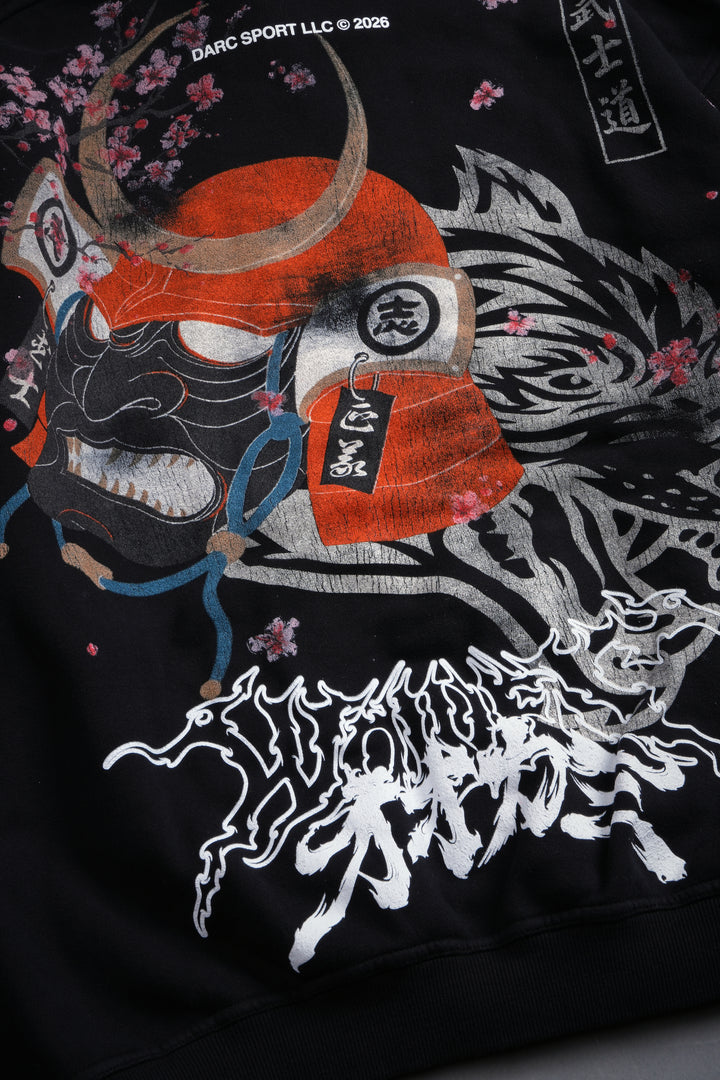 Samurai And The Wolf Pierce Hoodie in Black