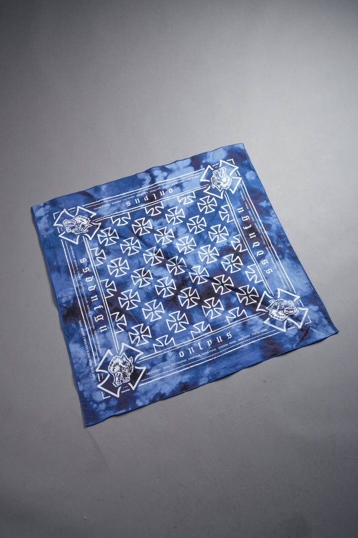 Wolf Iron Cross Bandana in Darc Blue Ghost Clouds