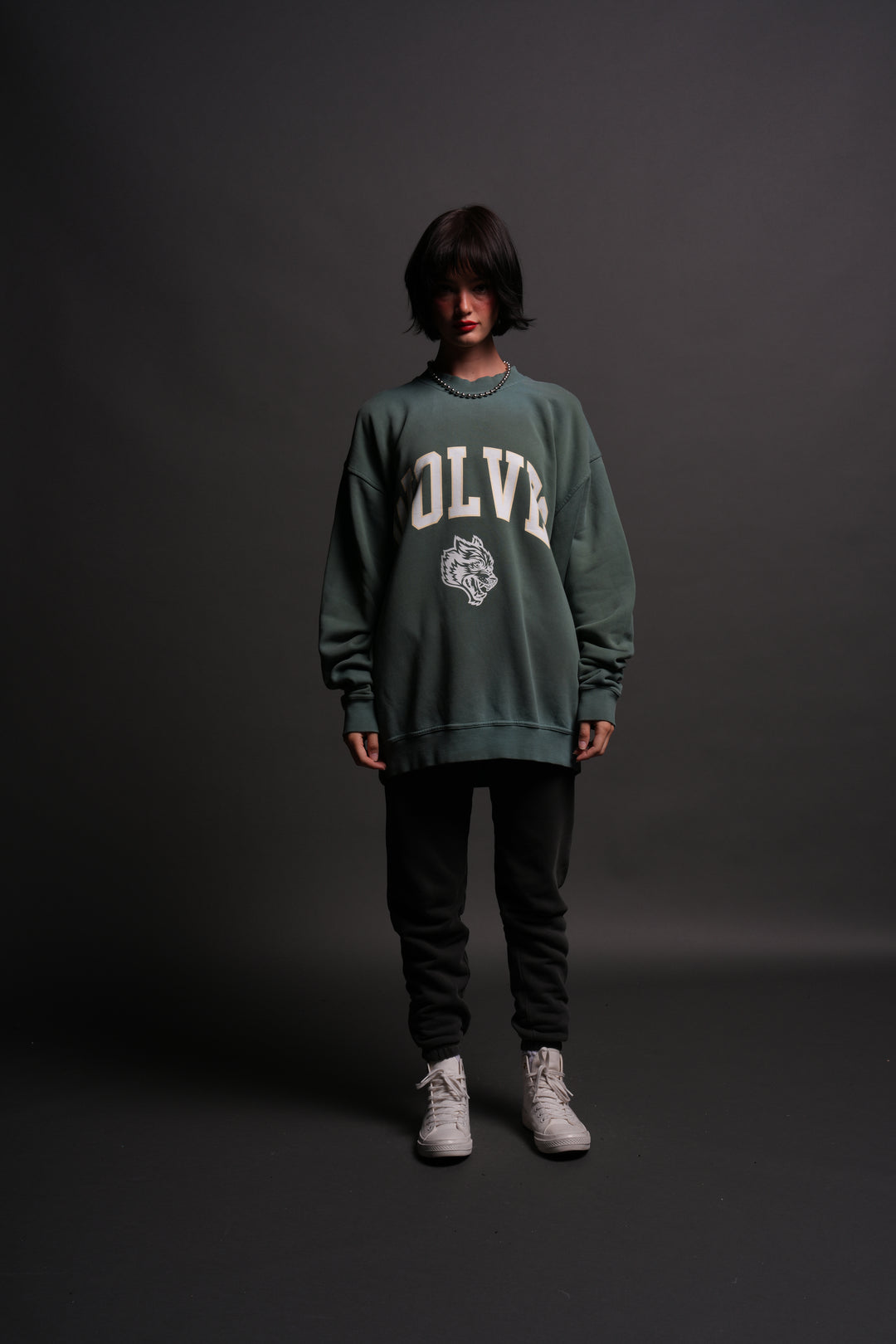 Loyalty London Unisex Crewneck in Hunter Green Driftwash