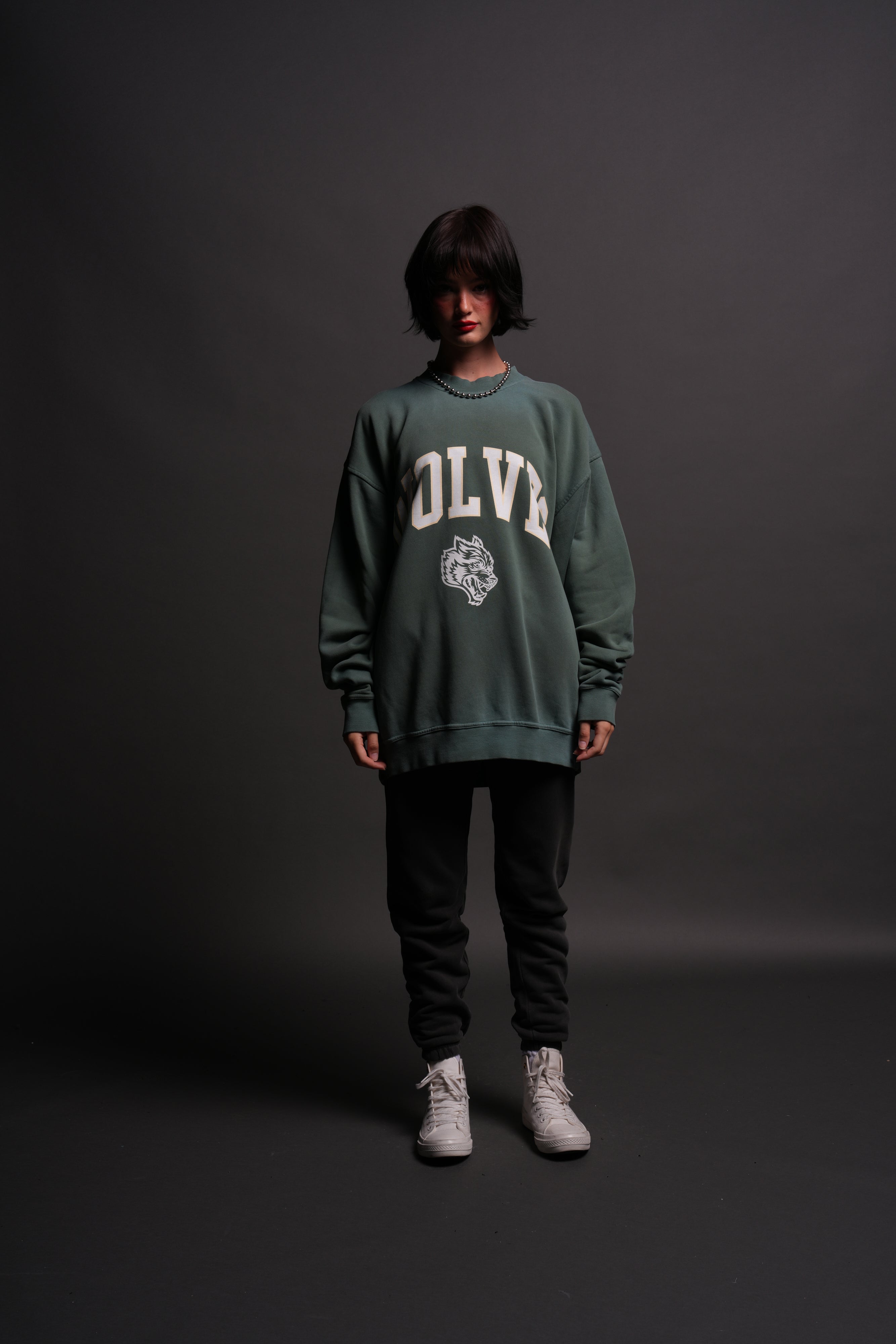 Loyalty London Unisex Crewneck in Hunter Green Driftwash