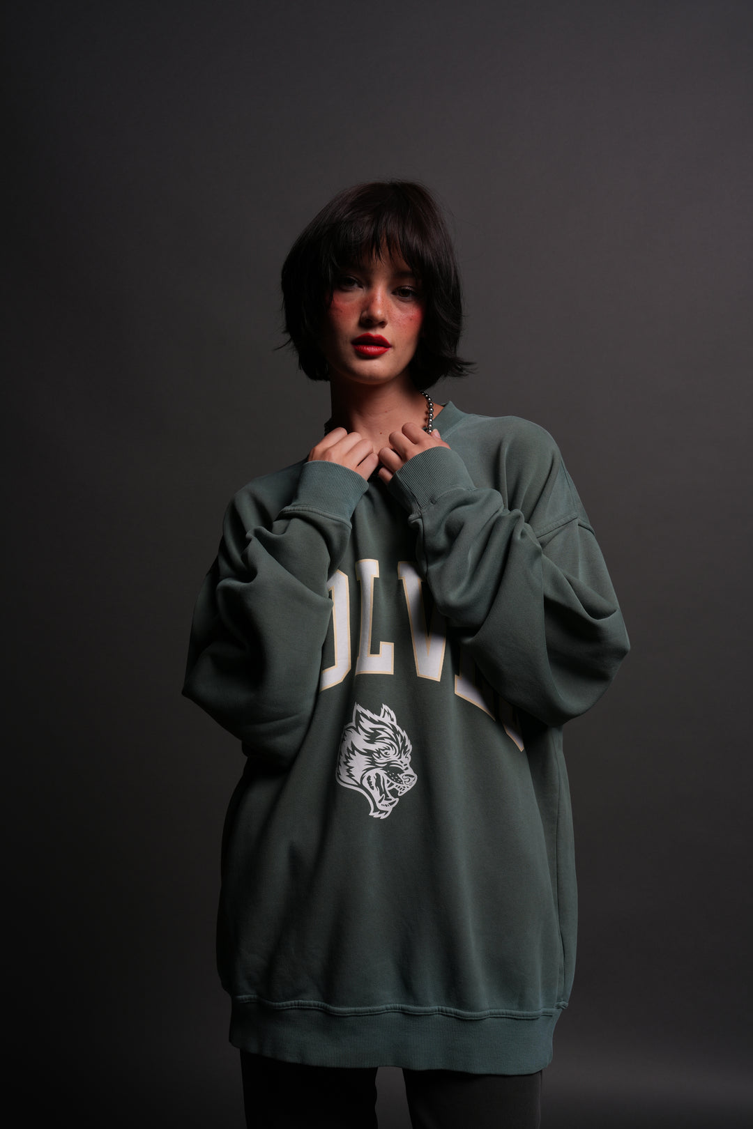 Loyalty London Unisex Crewneck in Hunter Green Driftwash