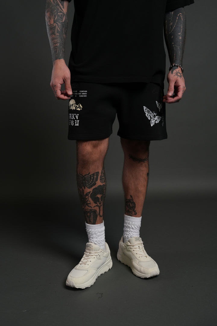 Hollow Virtue Post Lounge Sweat Shorts in Black