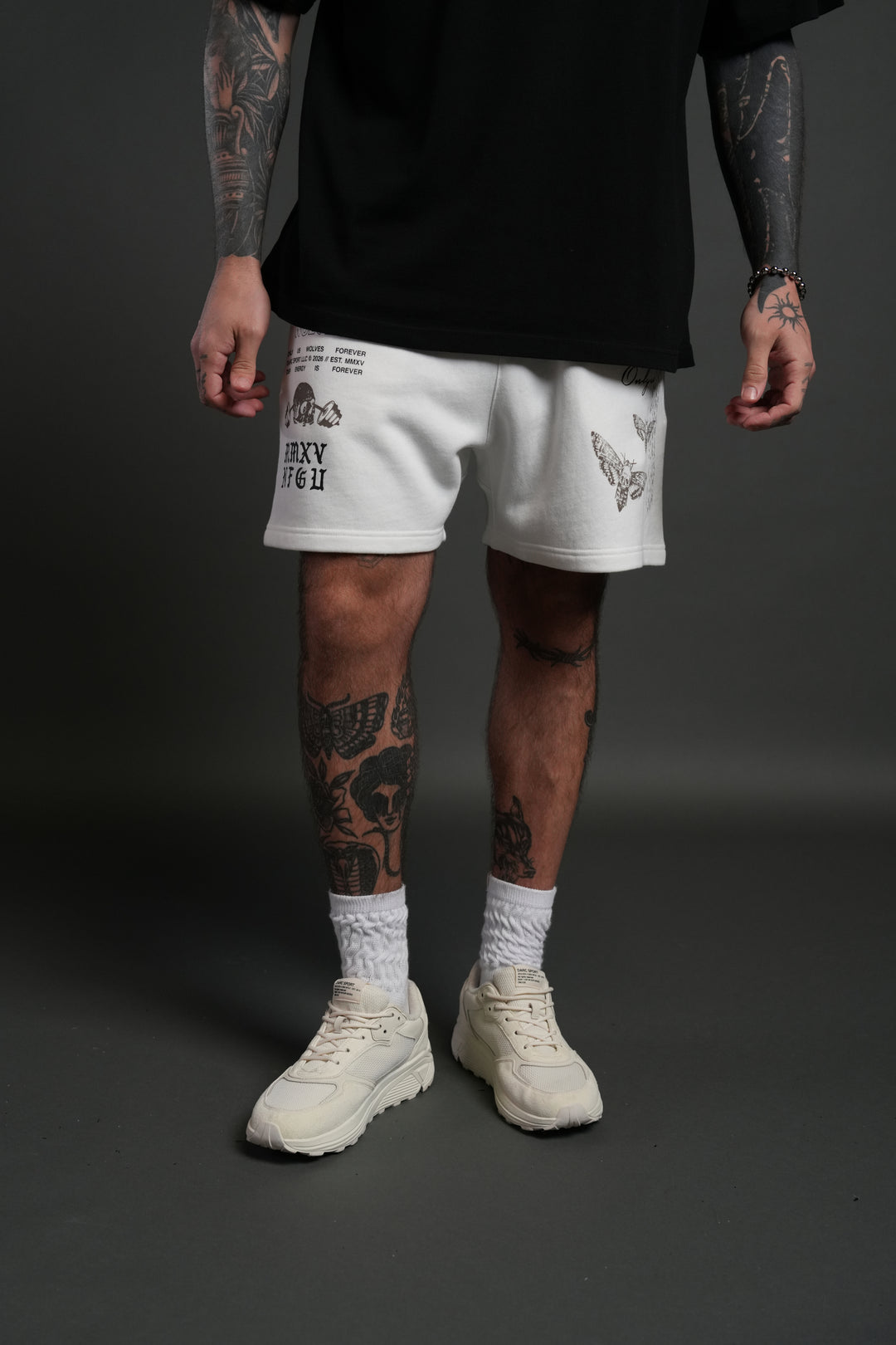 Hollow Virtue Post Lounge Sweat Shorts in Cream
