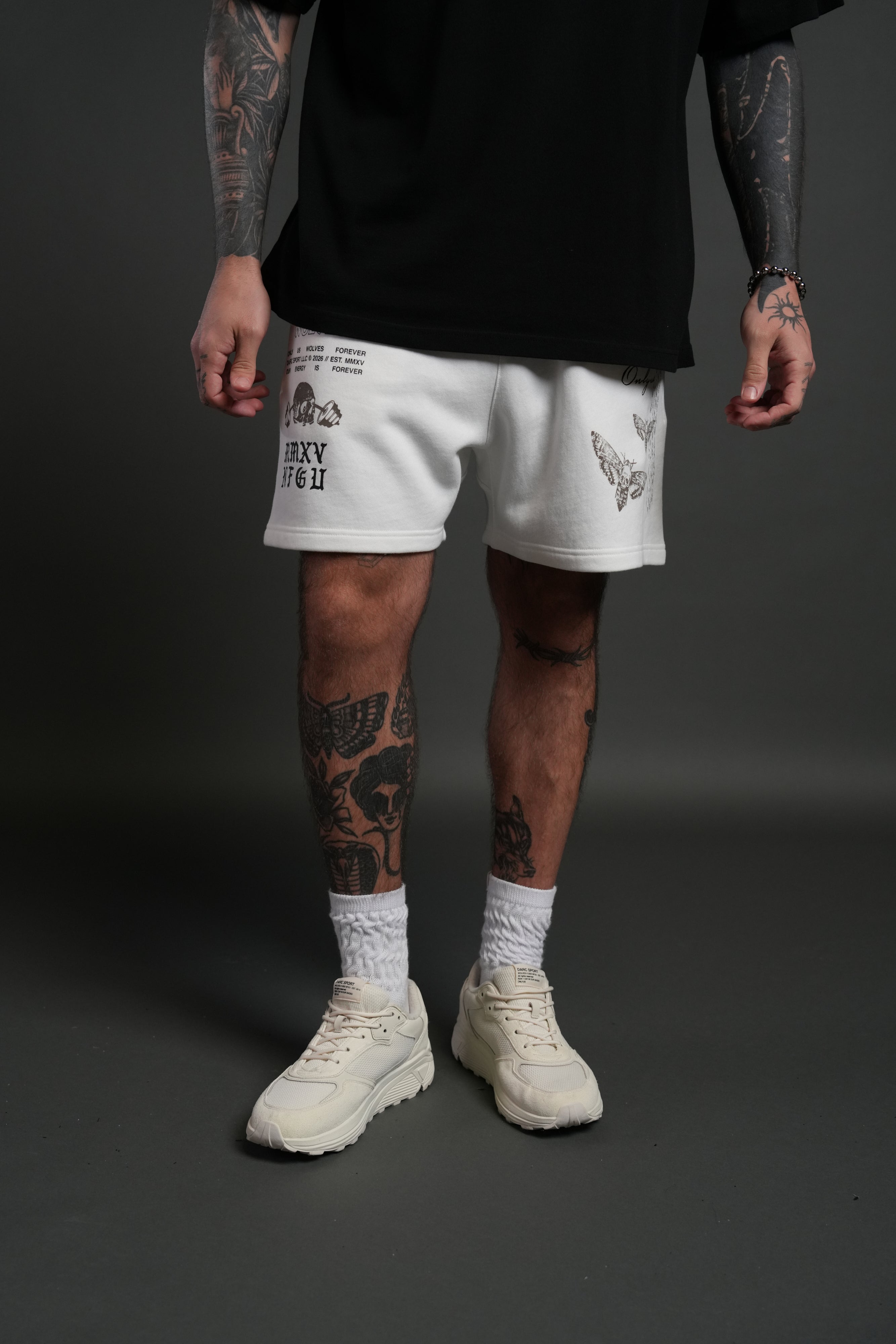 Hollow Virtue Post Lounge Sweat Shorts in Cream