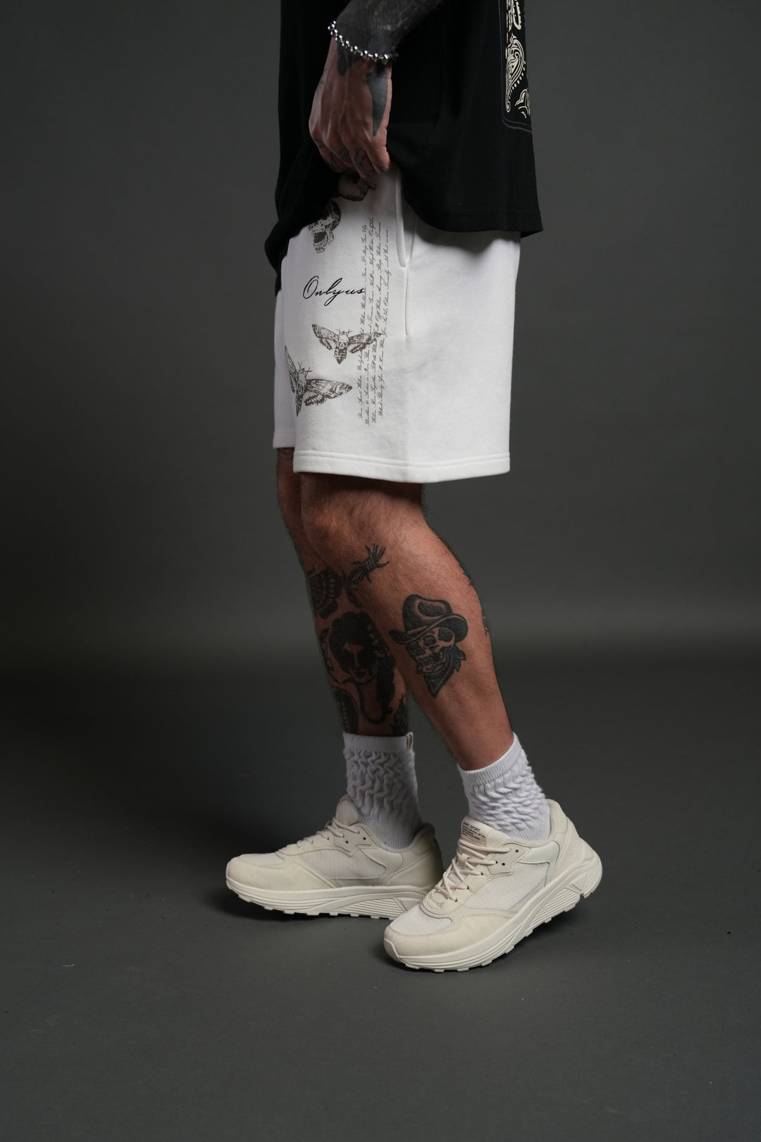 Hollow Virtue Post Lounge Sweat Shorts in Cream