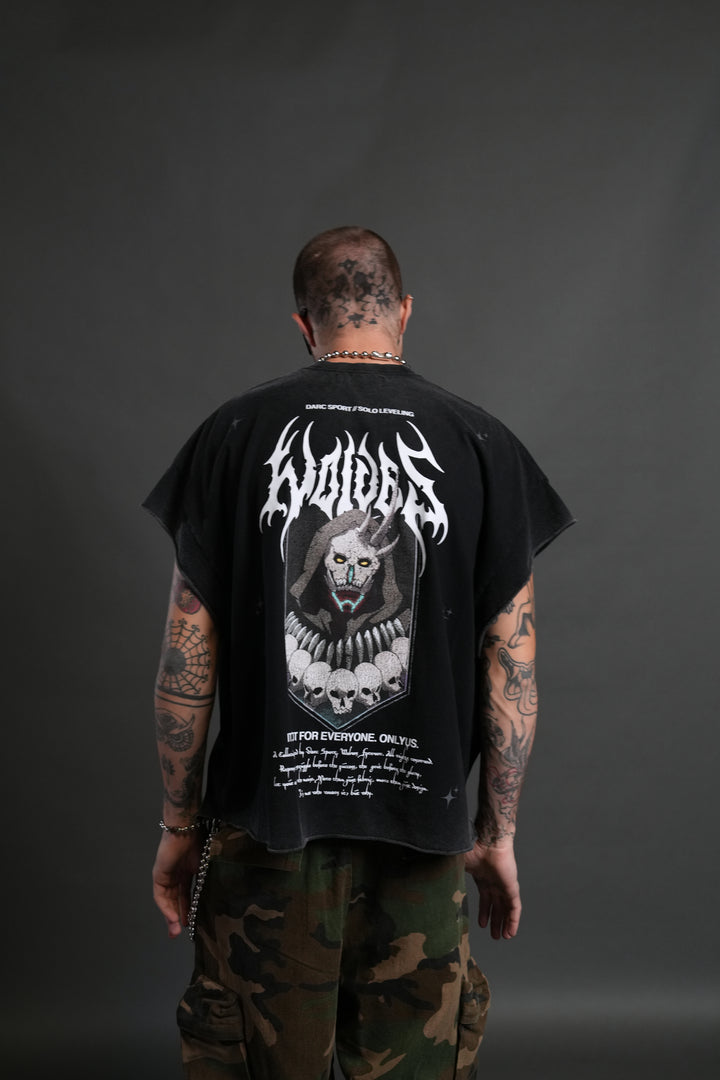 Shadow Shaman Grunge Cut-Off Tee in Black