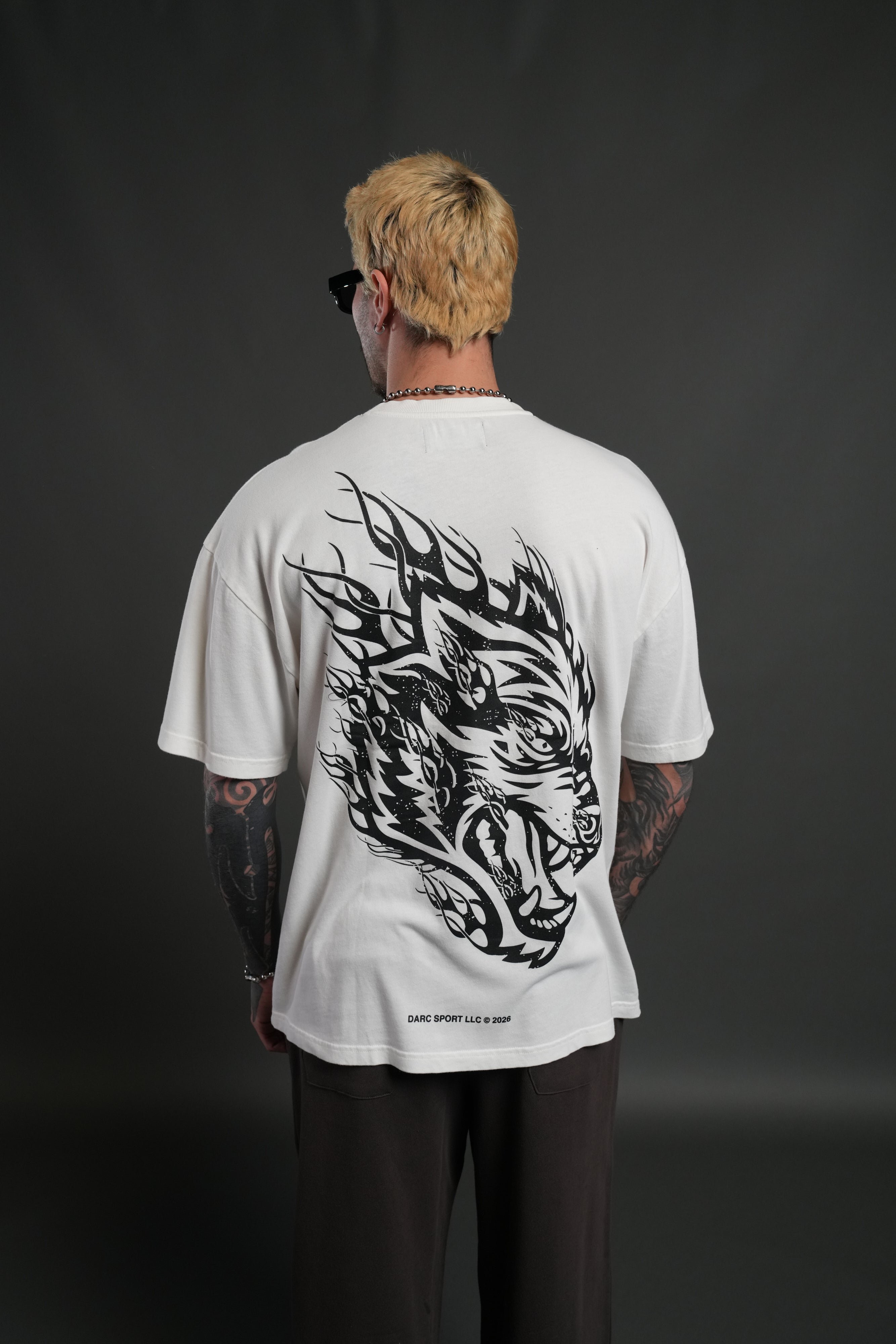 Wolves Inferno "Premium" Oversized Tee in Cream