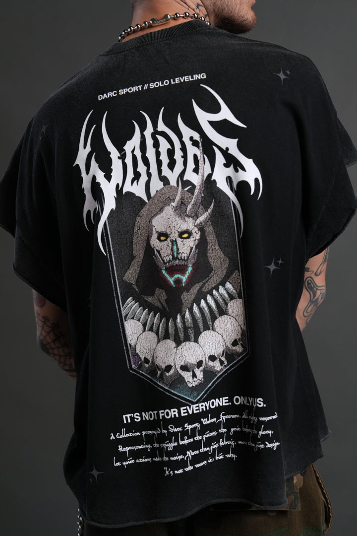 Shadow Shaman Grunge Cut-Off Tee in Black