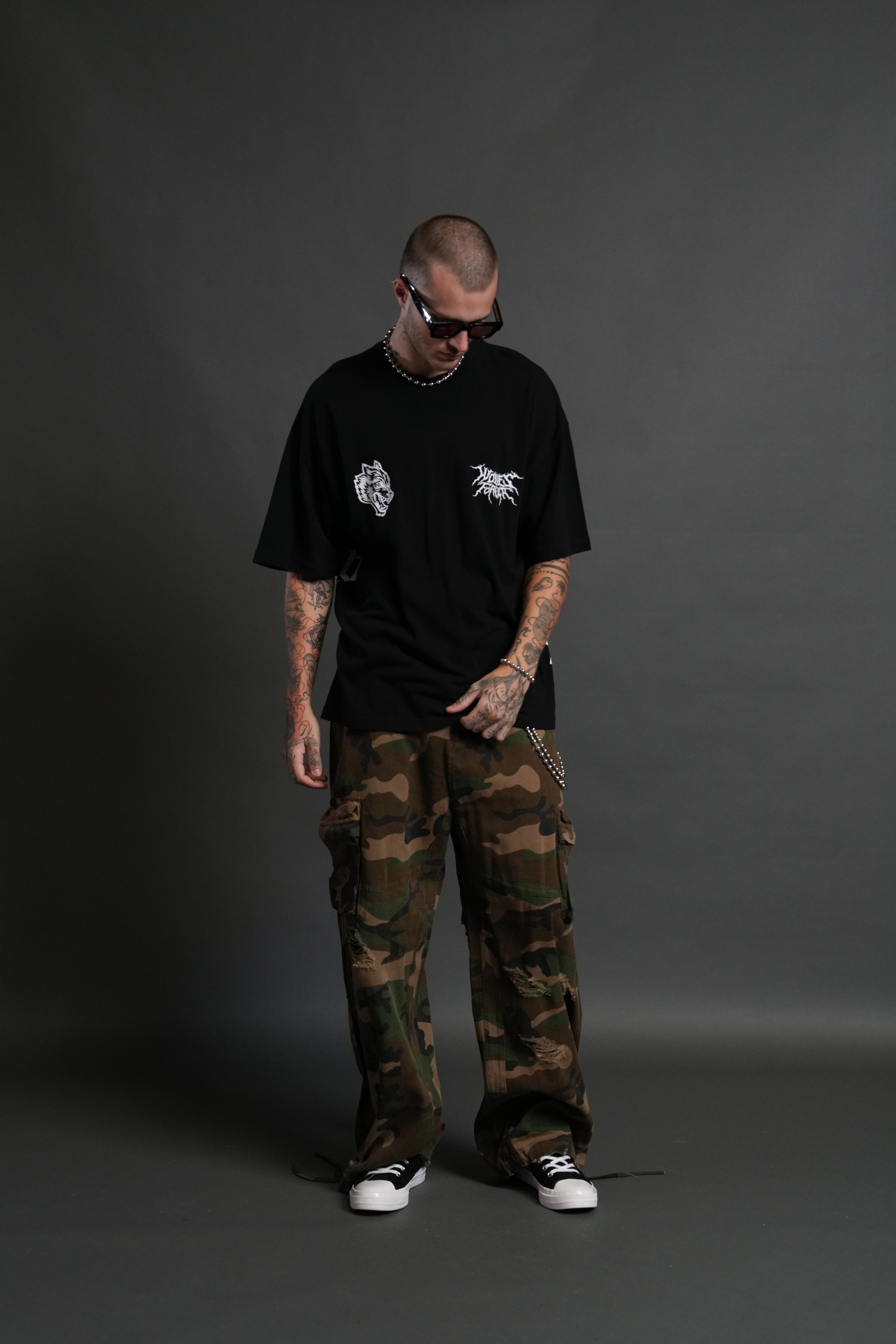 Igris "Side By Side" Series Premium Oversized Tee in Black